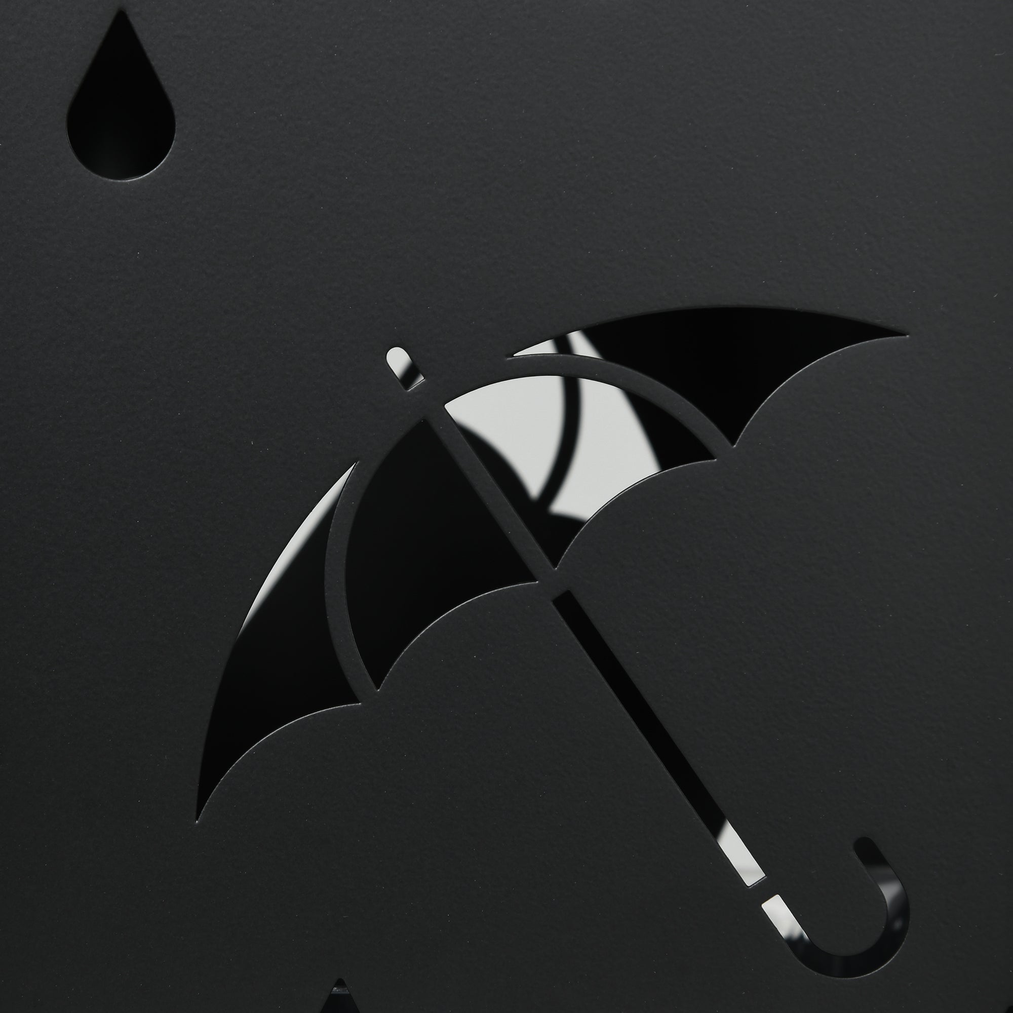 HOMCOM Steel Umbrella Stand, Square Umbrella Holder with 4 Hooks and Removable Drip Tray, Hollowed Umbrella Basket for Hallway, Black - North Peak Garden Furniture
