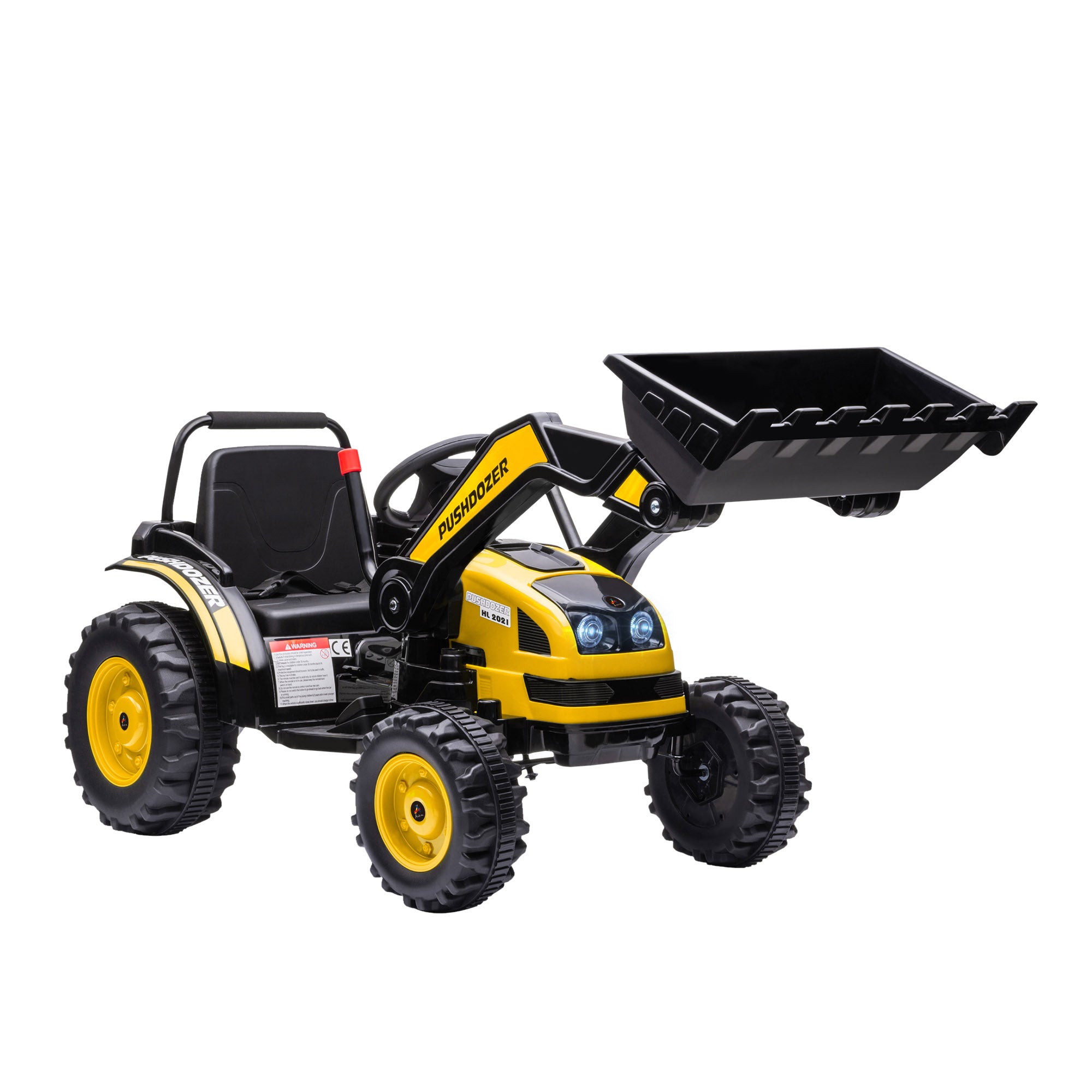 HOMCOM 6V Electric Kids Ride On Digger Excavator Construction Tractor Music Headlight for 3-5 years Yellow - North Peak Garden Furniture