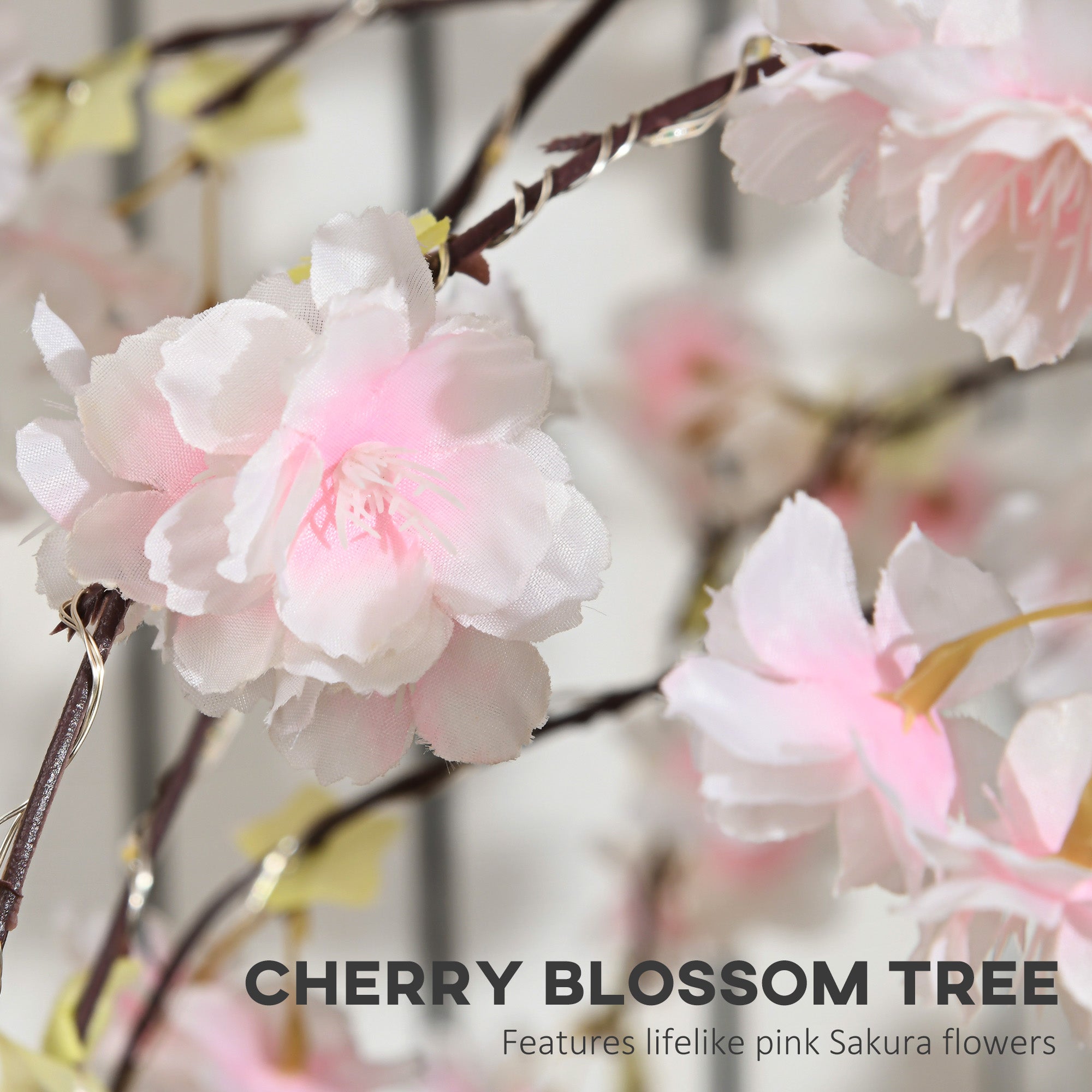 HOMCOM 450 LED Light Decorative Artificial Blossom Tree - Pink - North Peak Garden Furniture