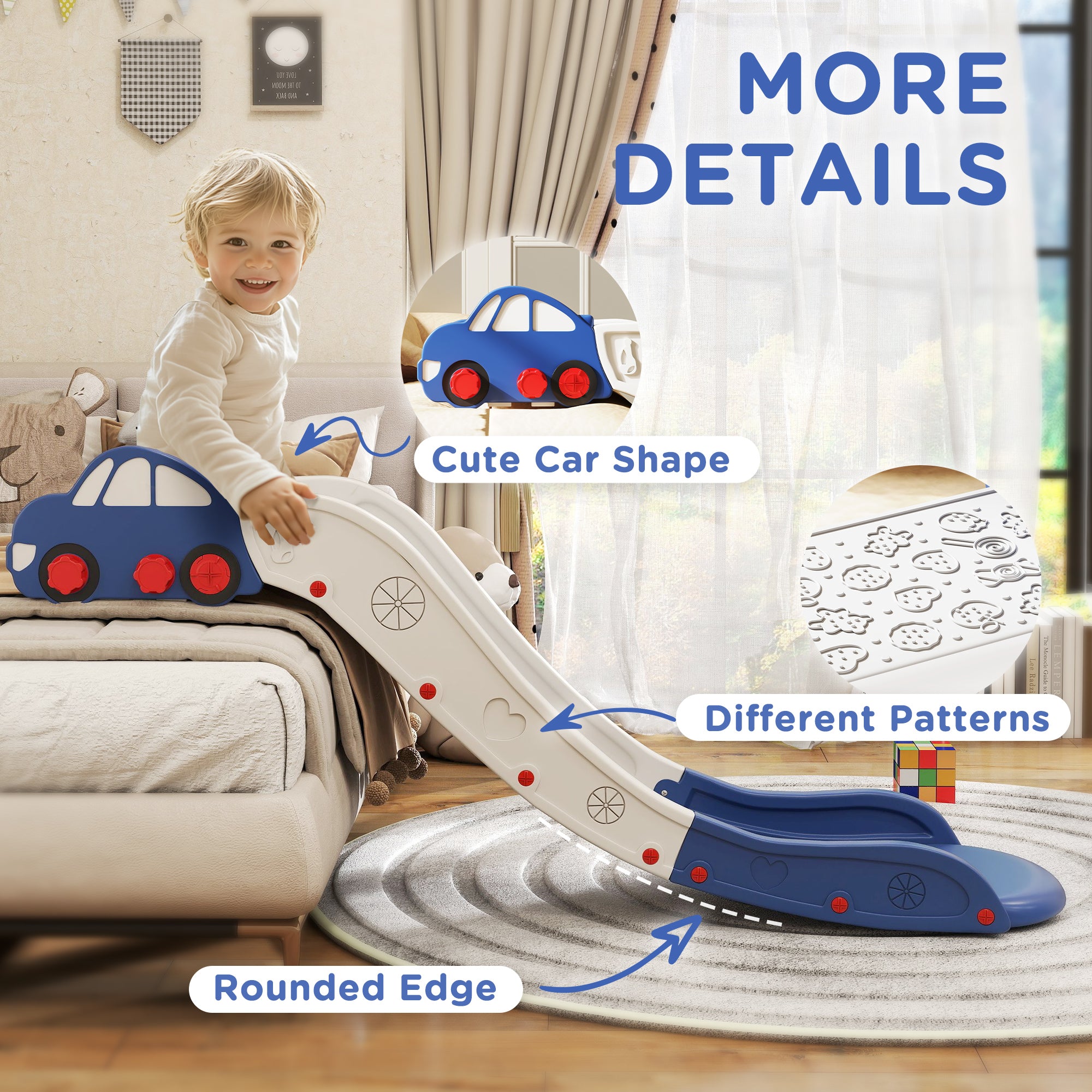 AIYAPLAY Kids Slide for Couch, Bed, Sofa, Easy to Assemble, Blue - North Peak Garden Furniture