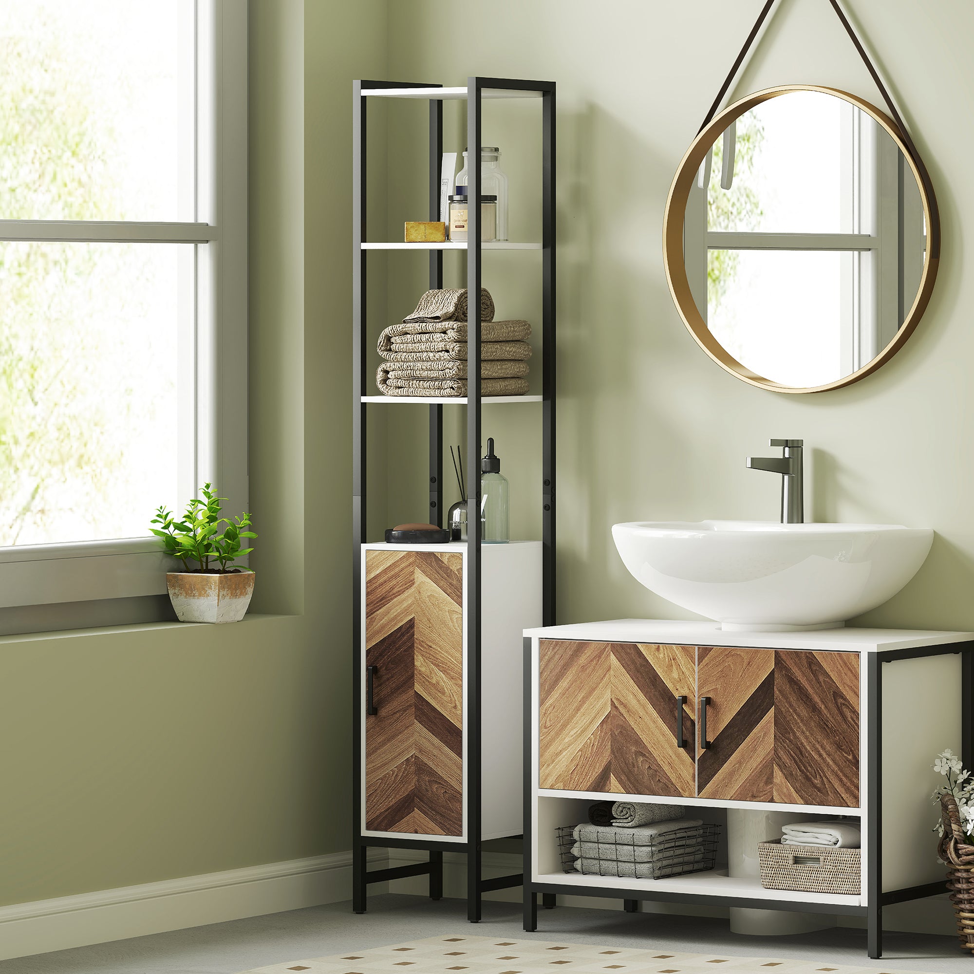 HOMCOM Tall Bathroom Cabinet with 3 Shelves, Slim Storage Cabinet with Adjustable Shelf, Narrow Tallboy Cupboard, Bathroom Storage Unit for Kitchen, Living Room, Hallway, 30 x 30 x 170 cm - North Peak Garden Furniture