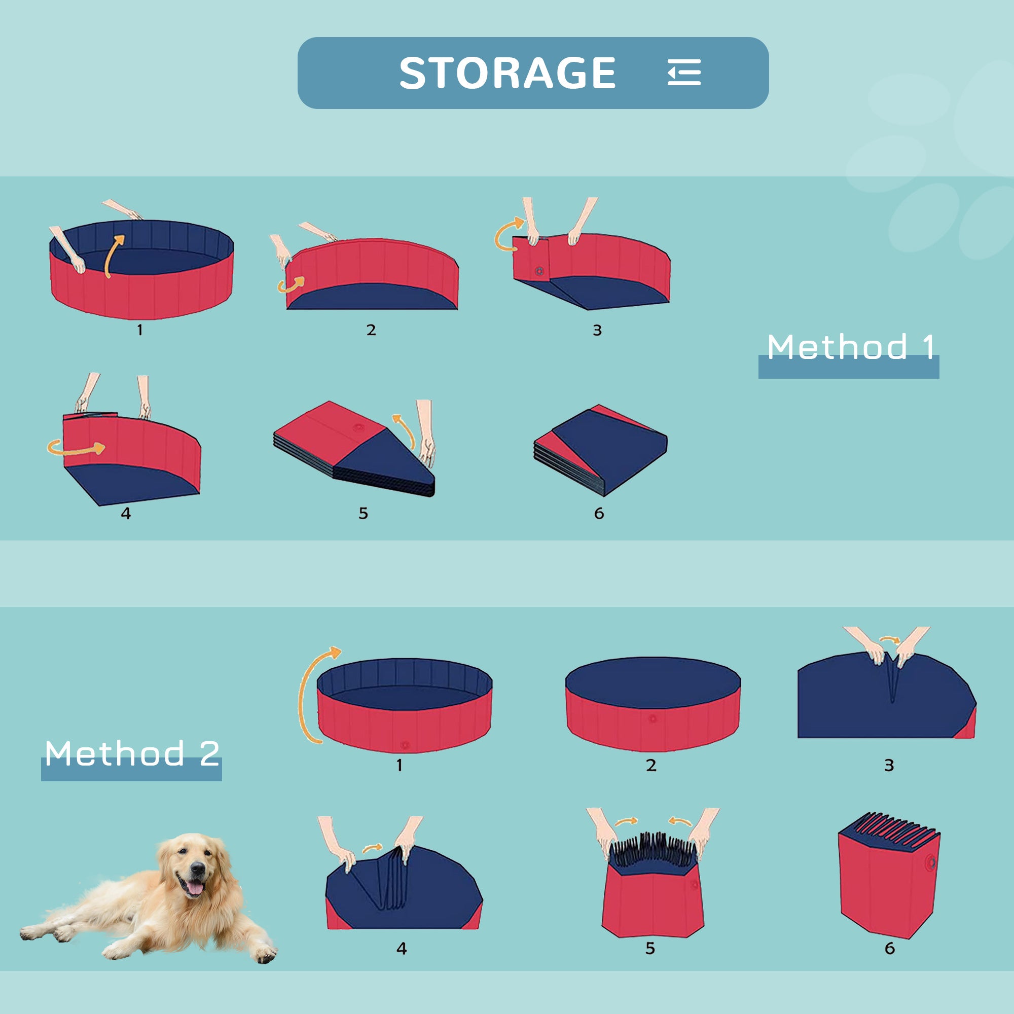 PawHut Foldable Dog Paddling Pool Pet Cat Swimming Pool Indoor/ Outdoor Collapsible Summer Bathing Tub Shower Tub Puppy Washer, Φ 100 x 30H cm, Red - North Peak Garden Furniture