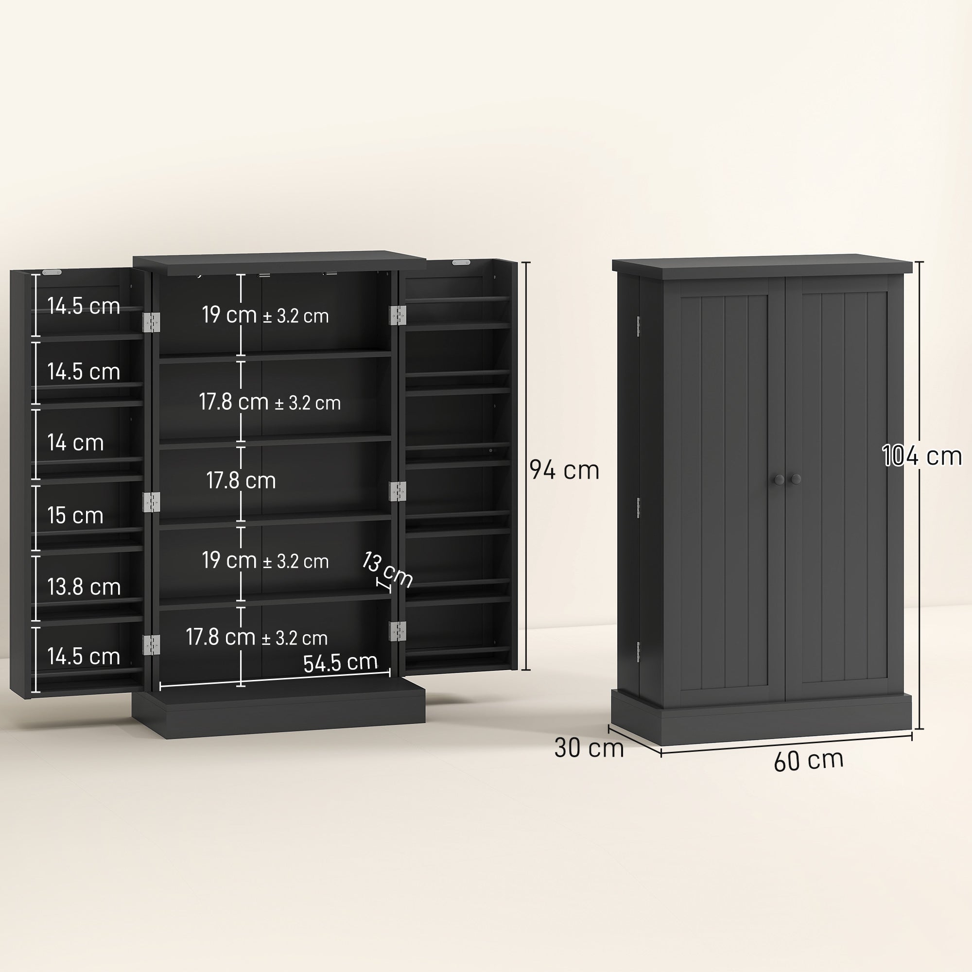 HOMCOM Kitchen Cupboard, Freestanding Multi-Storage Kitchen Pantry Cabinet with Adjustable Shelves, Black