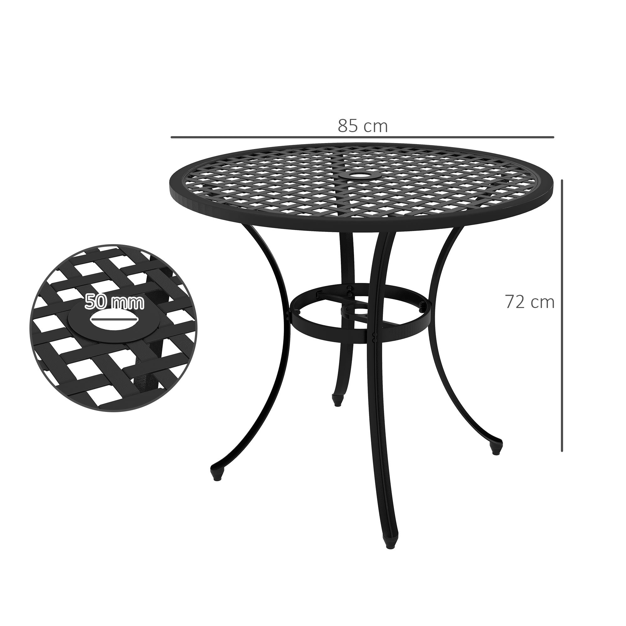 Outsunny Round Aluminium Table, with ⌀50mm Parasol Hole - North Peak Garden Furniture