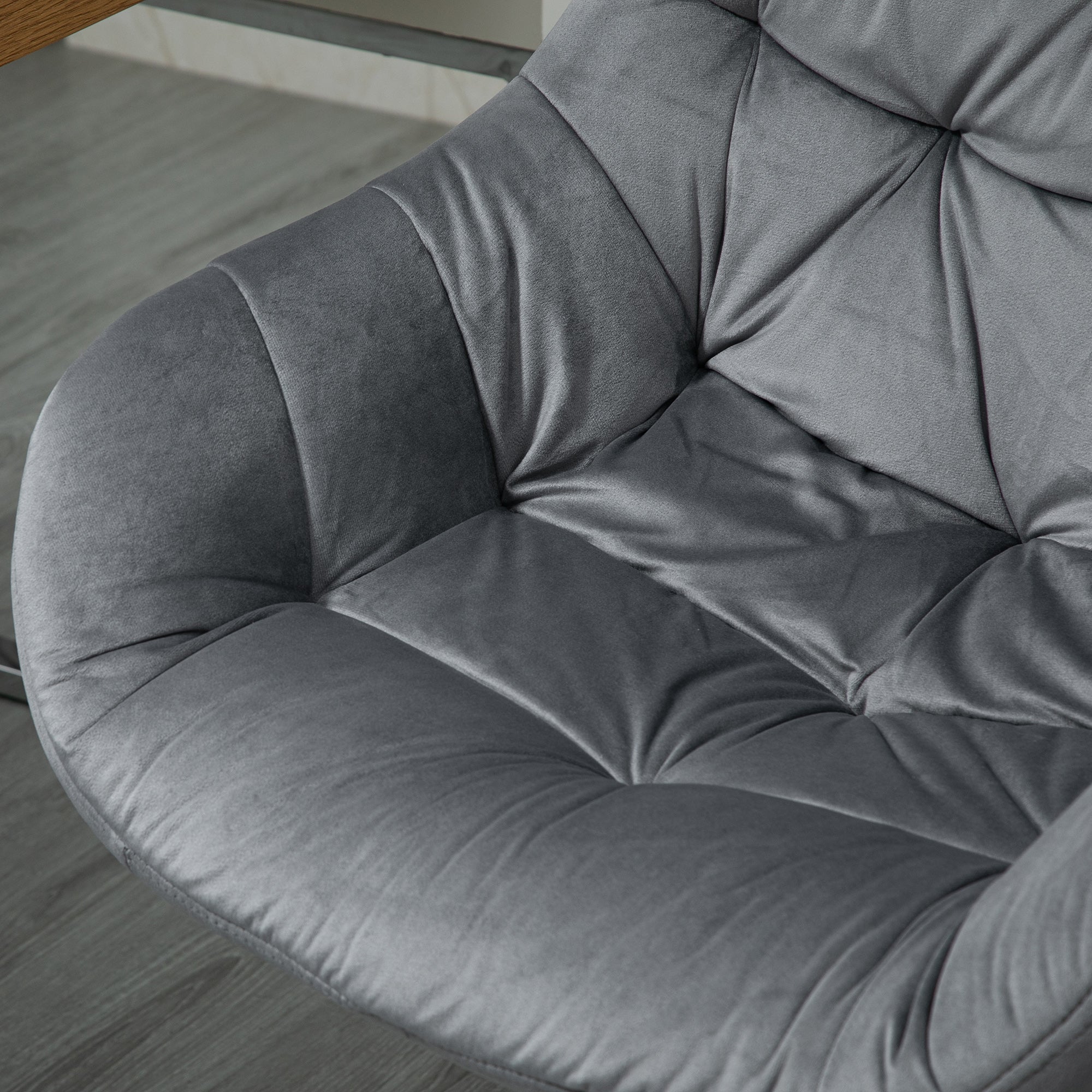 Vinsetto Home Office Chair Velvet Ergonomic Computer Chair Comfy Desk Chair with Adjustable Height, Arm and Back Support, Dark Grey - North Peak Garden Furniture