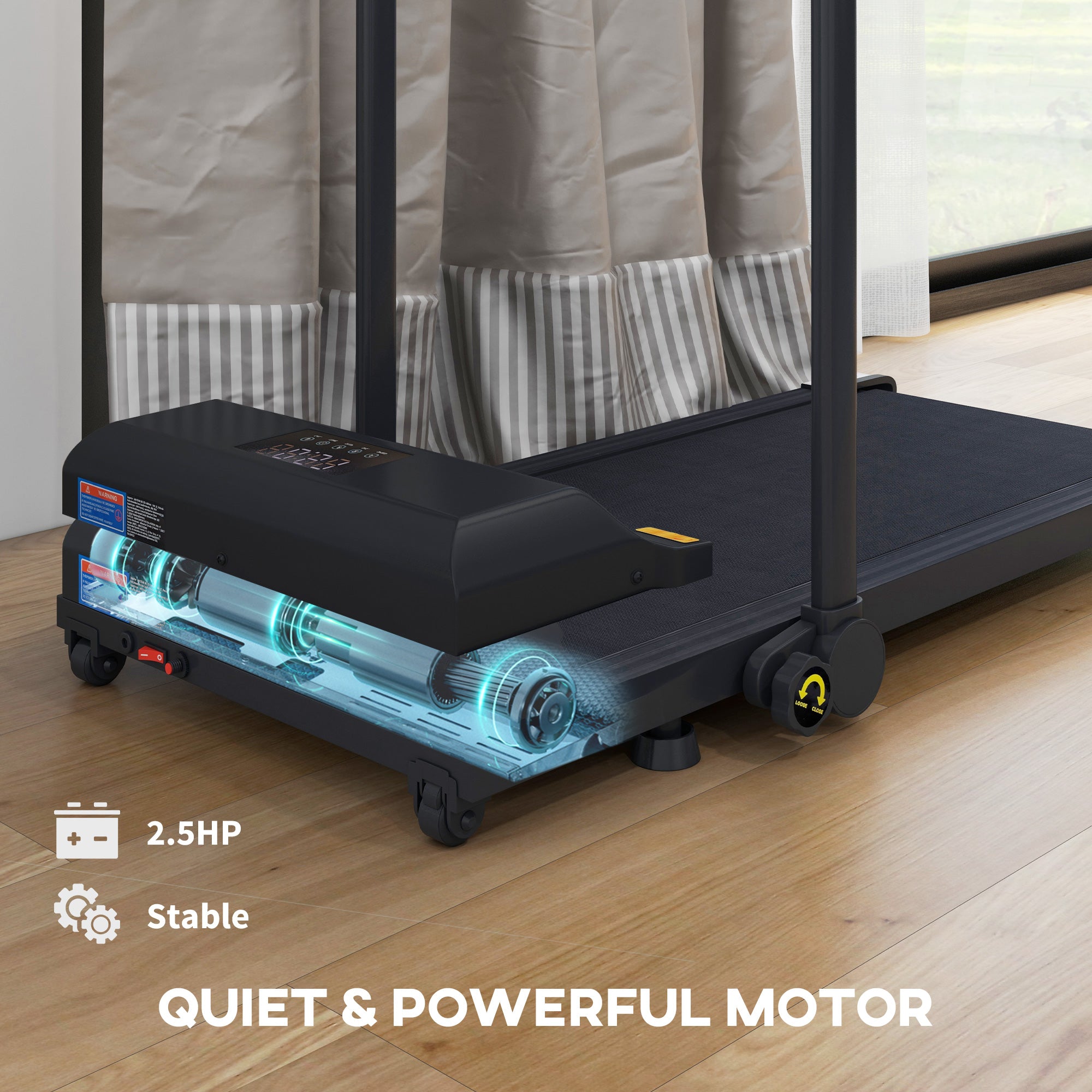 HOMCOM 2.5HP Walking Pad Treadmill, Folding Under Desk Treadmill, Walking Machine, 1-10km/h, with Remote Control - North Peak Garden Furniture