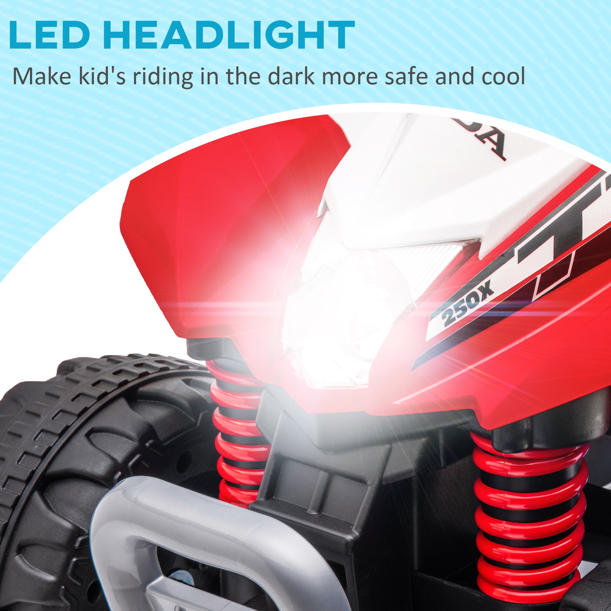 AIYAPLAY Honda Licensed Kids Electric Quad Bike, 6V ATV Ride On for Ages 1.5-3 Years, Red - North Peak Garden Furniture