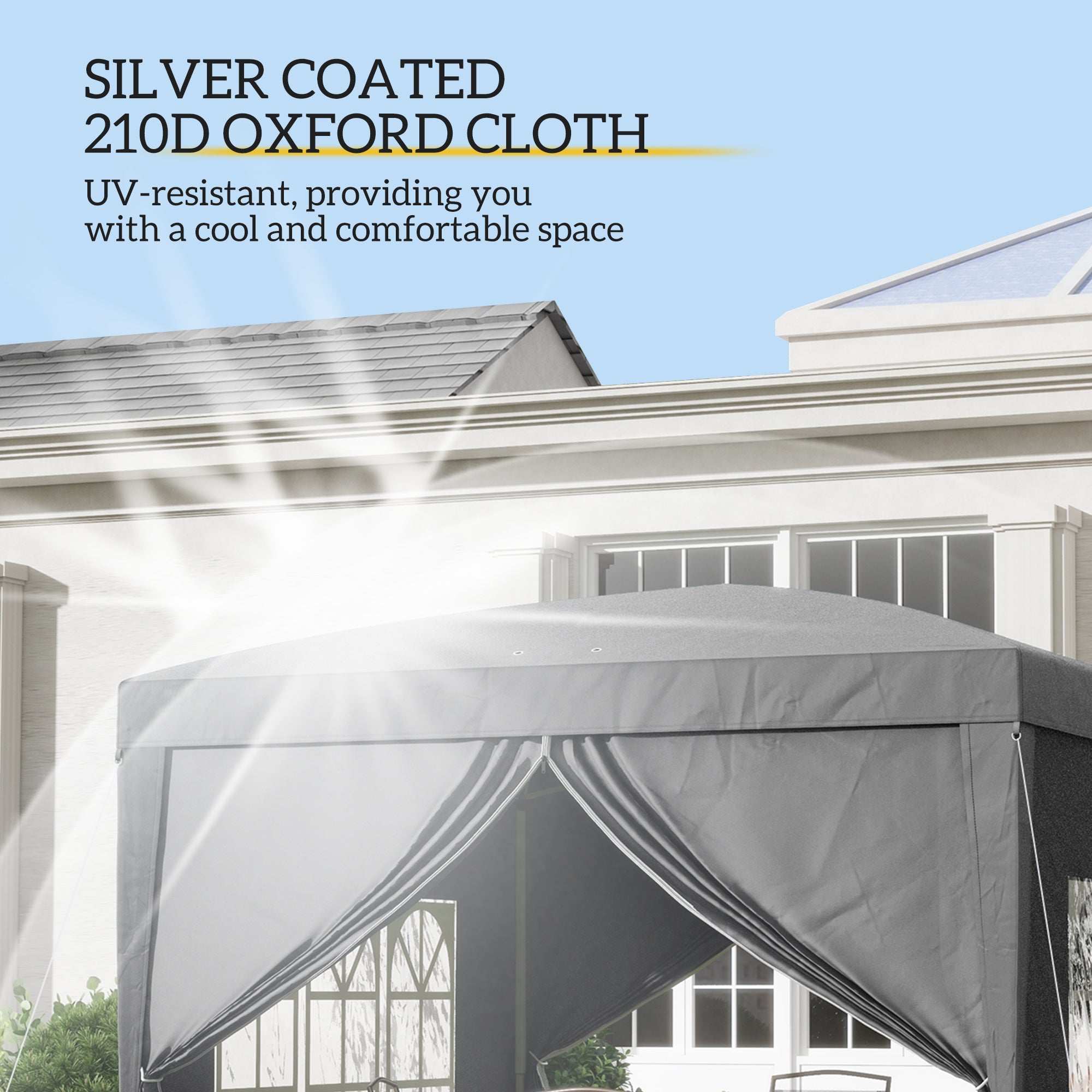 Outsunny 3 x 3 Meters Pop Up Water Resistant Gazebo Wedding Camping Party Tent Canopy Marquee with Carry Bag and 2 Windows, Grey