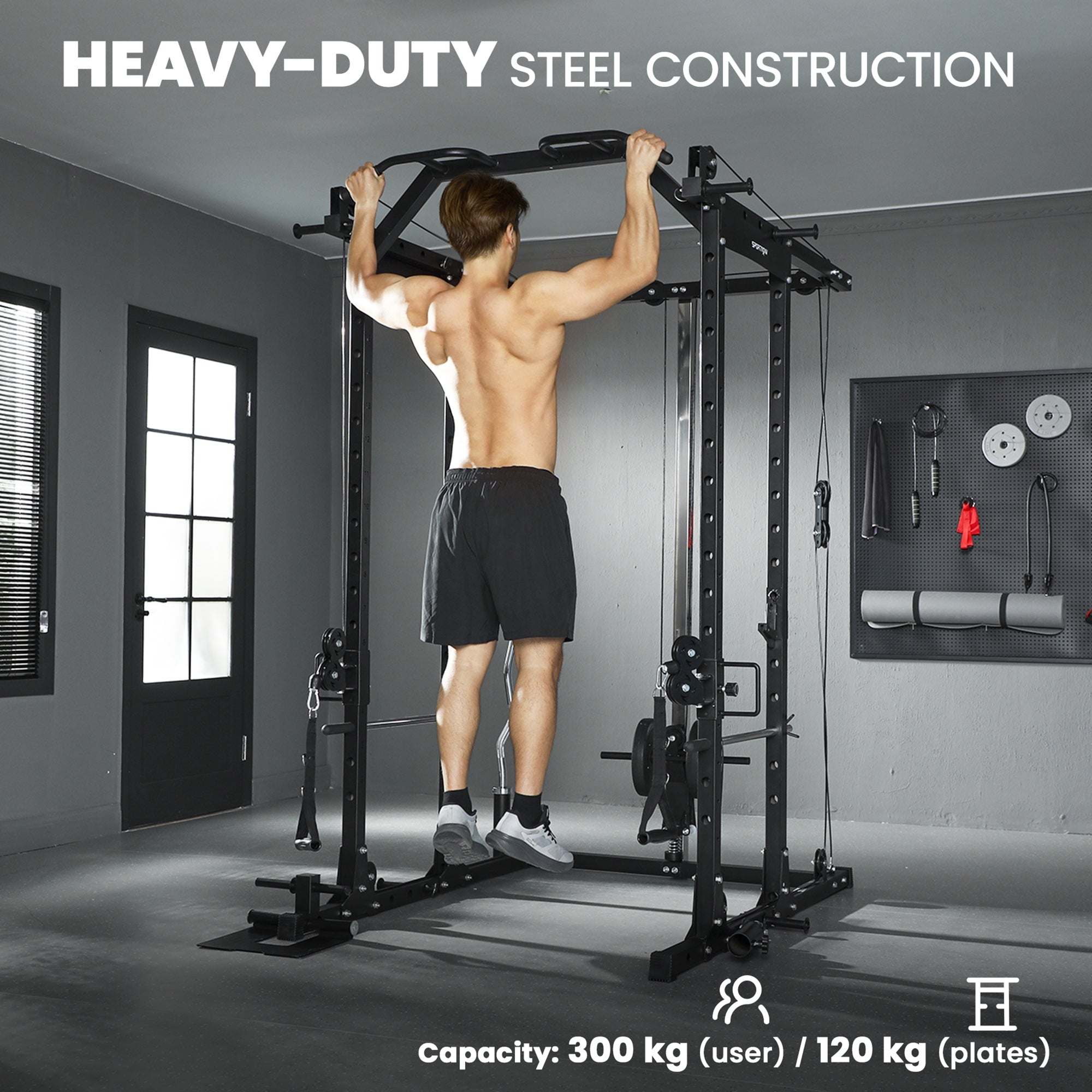 SPORTNOW Cable Crossover Machine, with Lat-Pull Down System