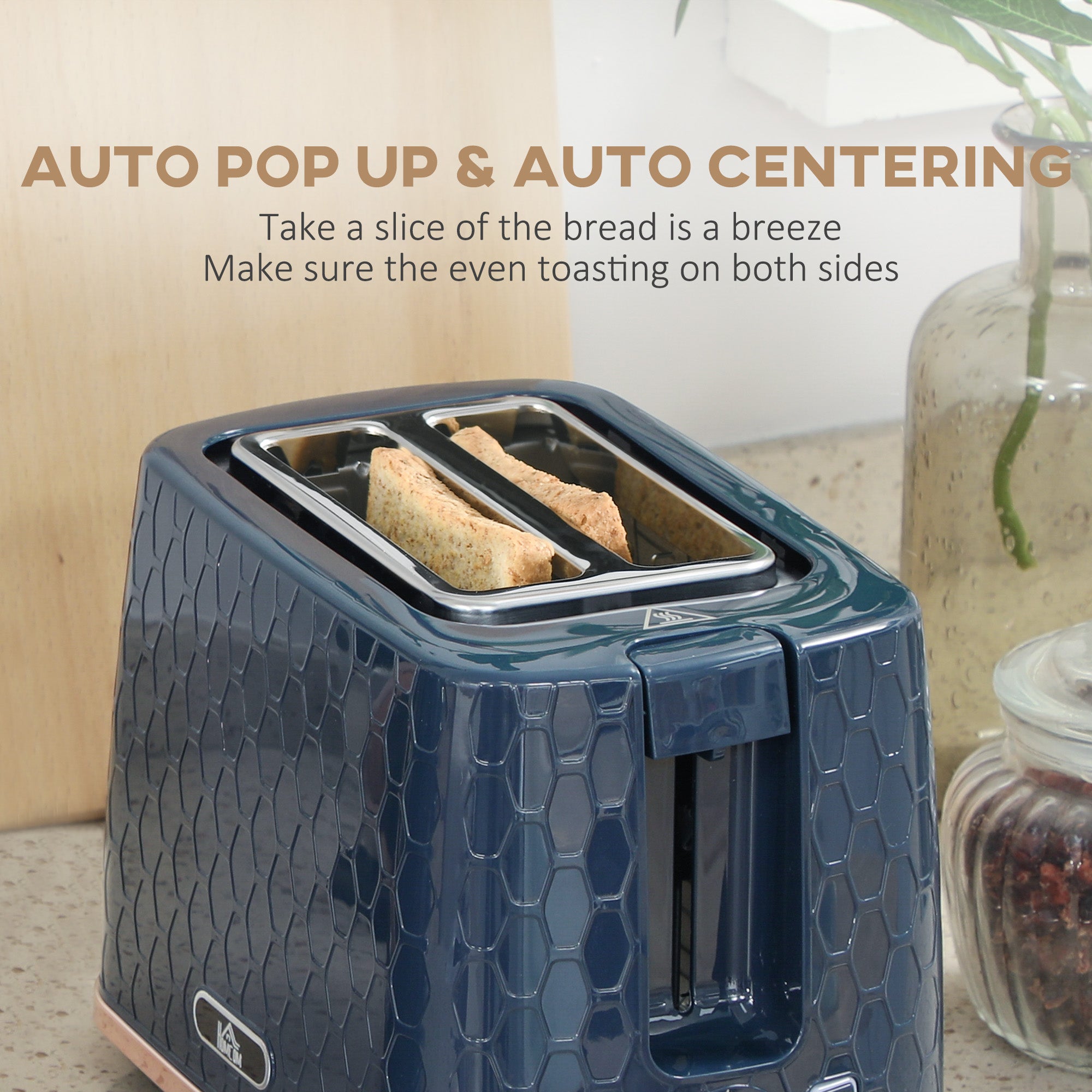 HOMCOM 1.7L 3000W Fast Boil Kettle & 2 Slice Toaster Set, Kettle and Toaster Set with Auto Shut Off, Browning Controls, Blue - North Peak Garden Furniture
