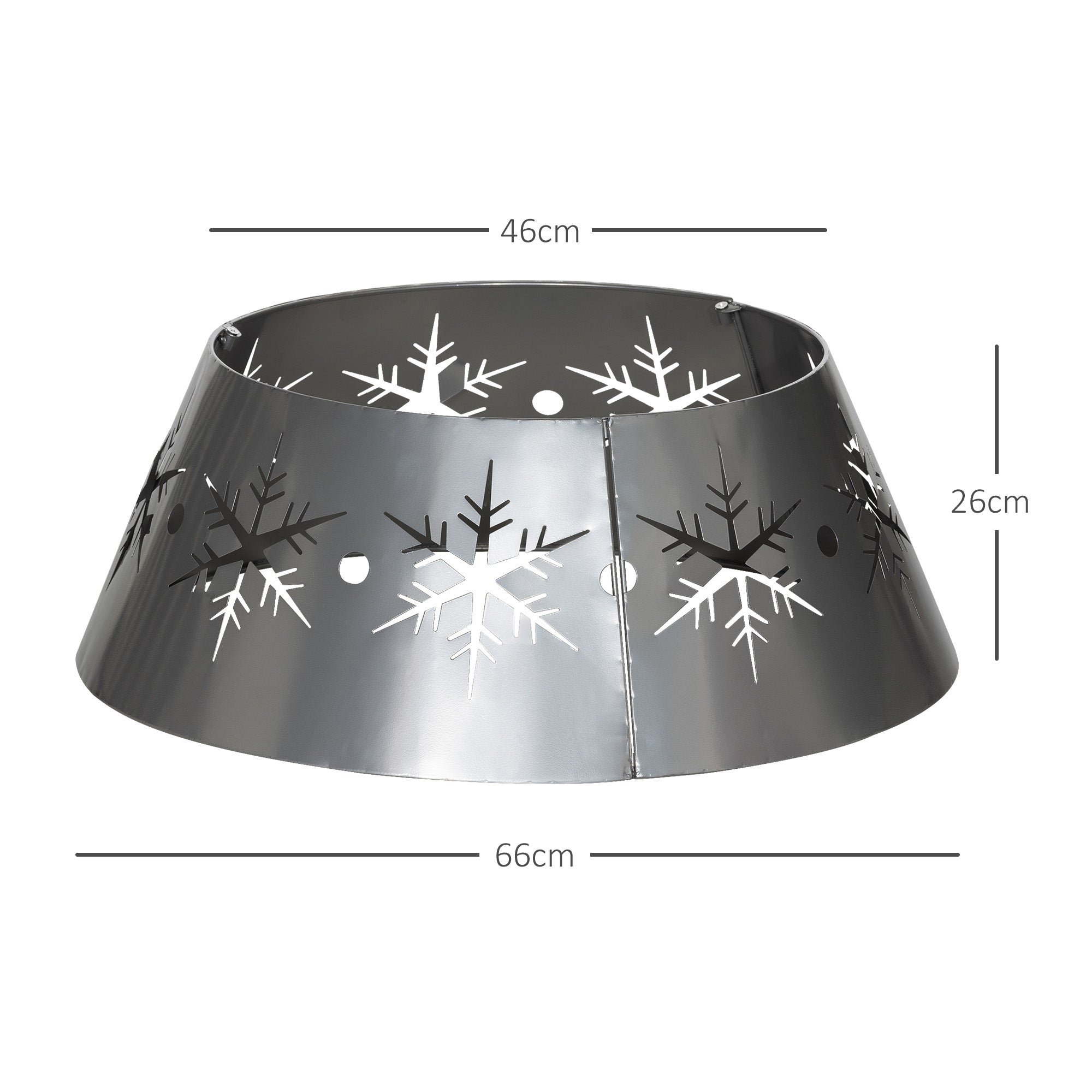 HOMCOM Christmas Tree Collar, 66cm Christmas Tree Base Cover with Hollow Snowflake Patterns, Xmas Decoration for Party, Holiday, Home, Silver - North Peak Garden Furniture
