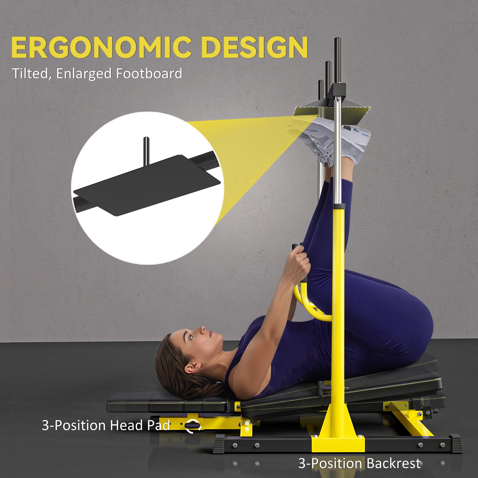 SPORTNOW Vertical Leg Press Machine with Adjustable Leg, Back and Head Positions, 1" Standard Plate Compatible, Yellow