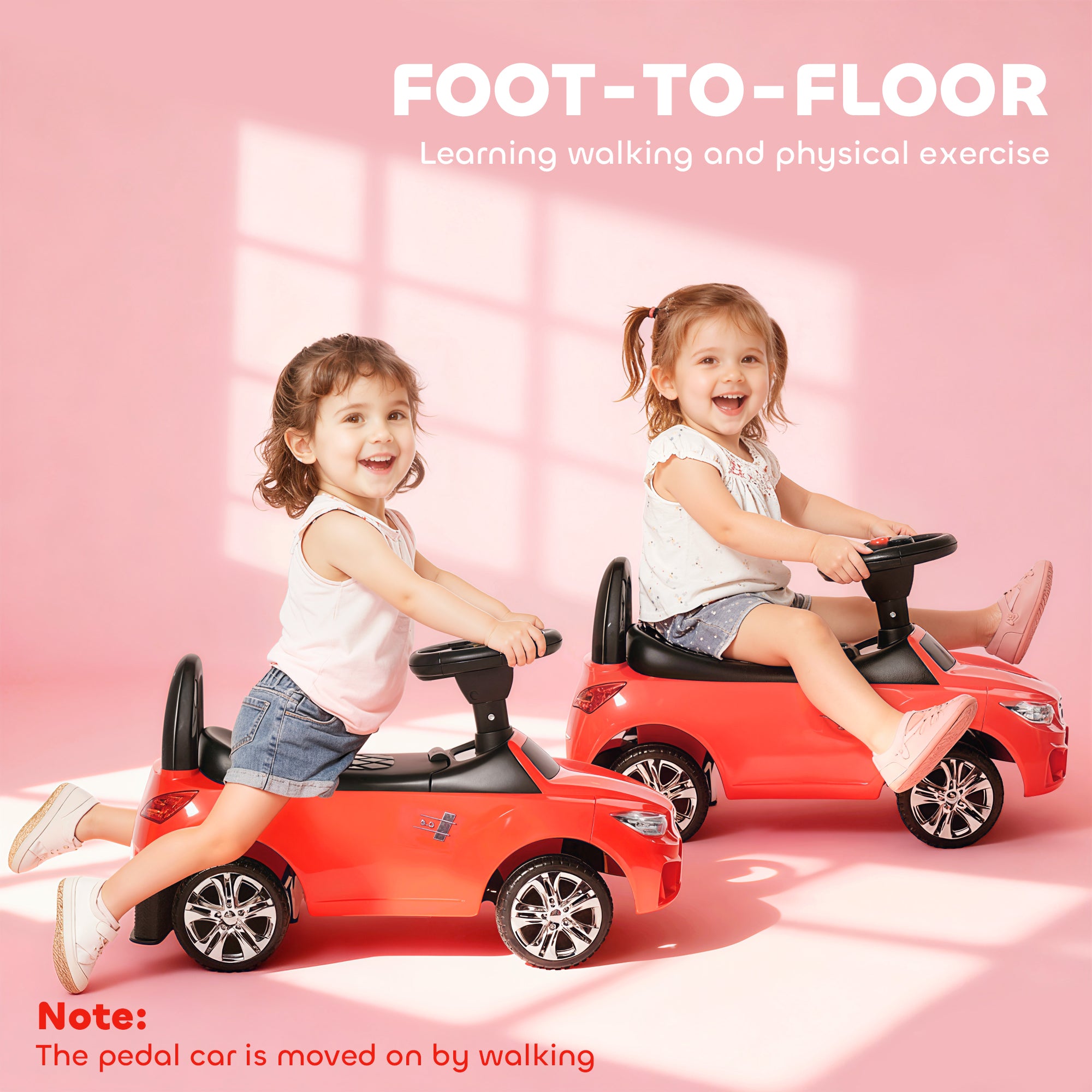 HOMCOM Ride on Car Baby Toddler Walker Foot to Floor Sliding Car Slider Red