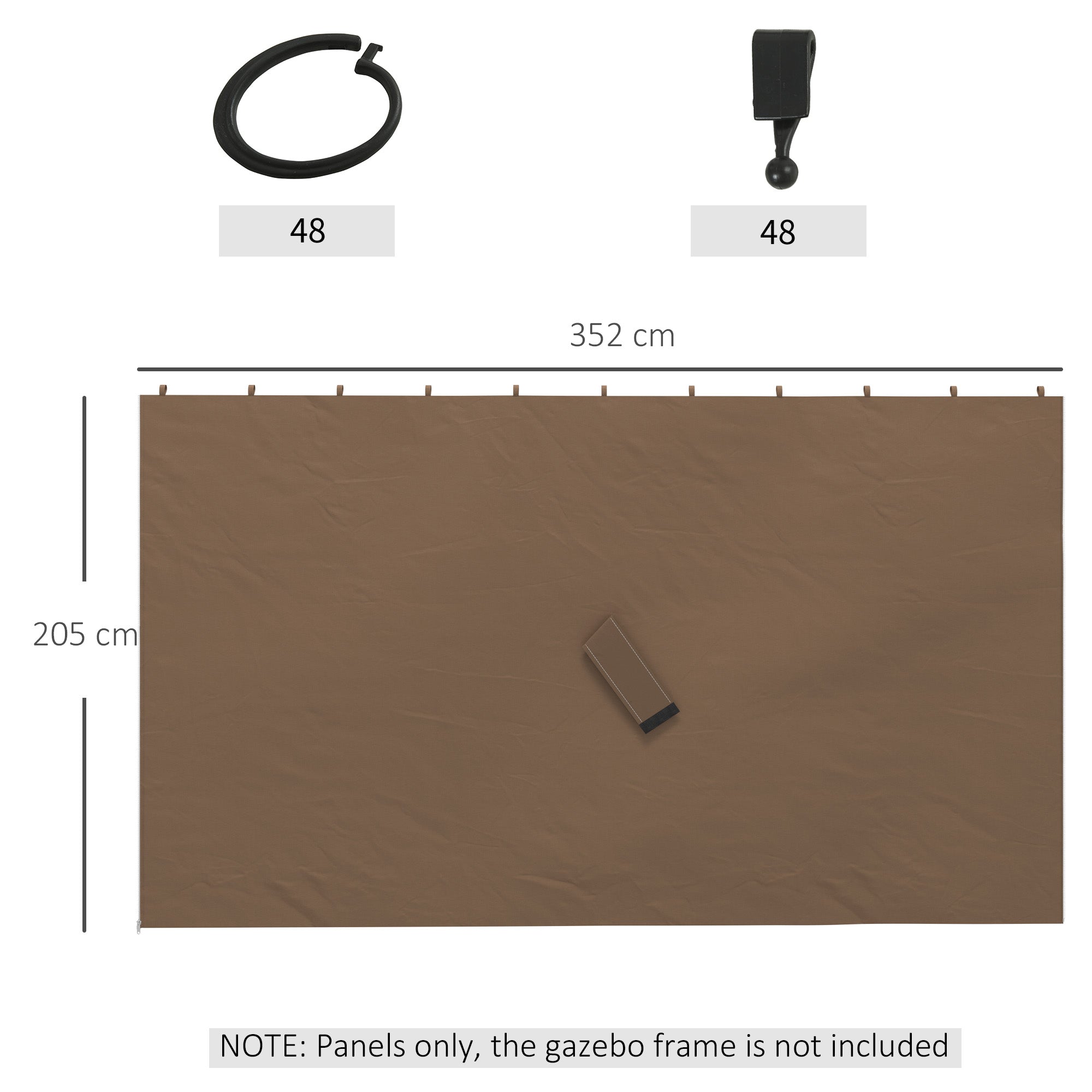 Outsunny Set of Four 3 x 4m Gazebo Replacement Walls - Dark Brown - North Peak Garden Furniture