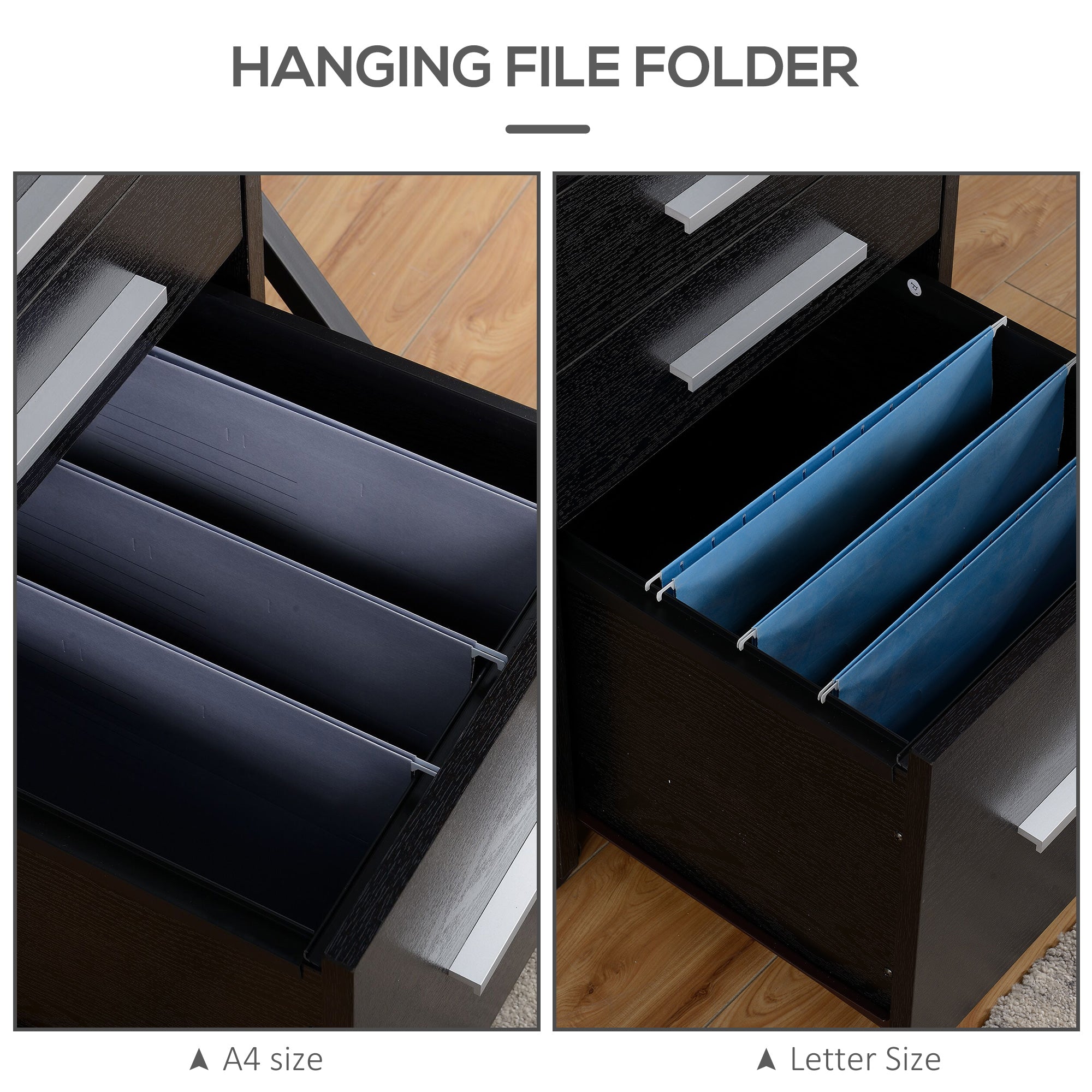 HOMCOM Three-Drawer Lockable Filing Cabinet - Black - North Peak Garden Furniture