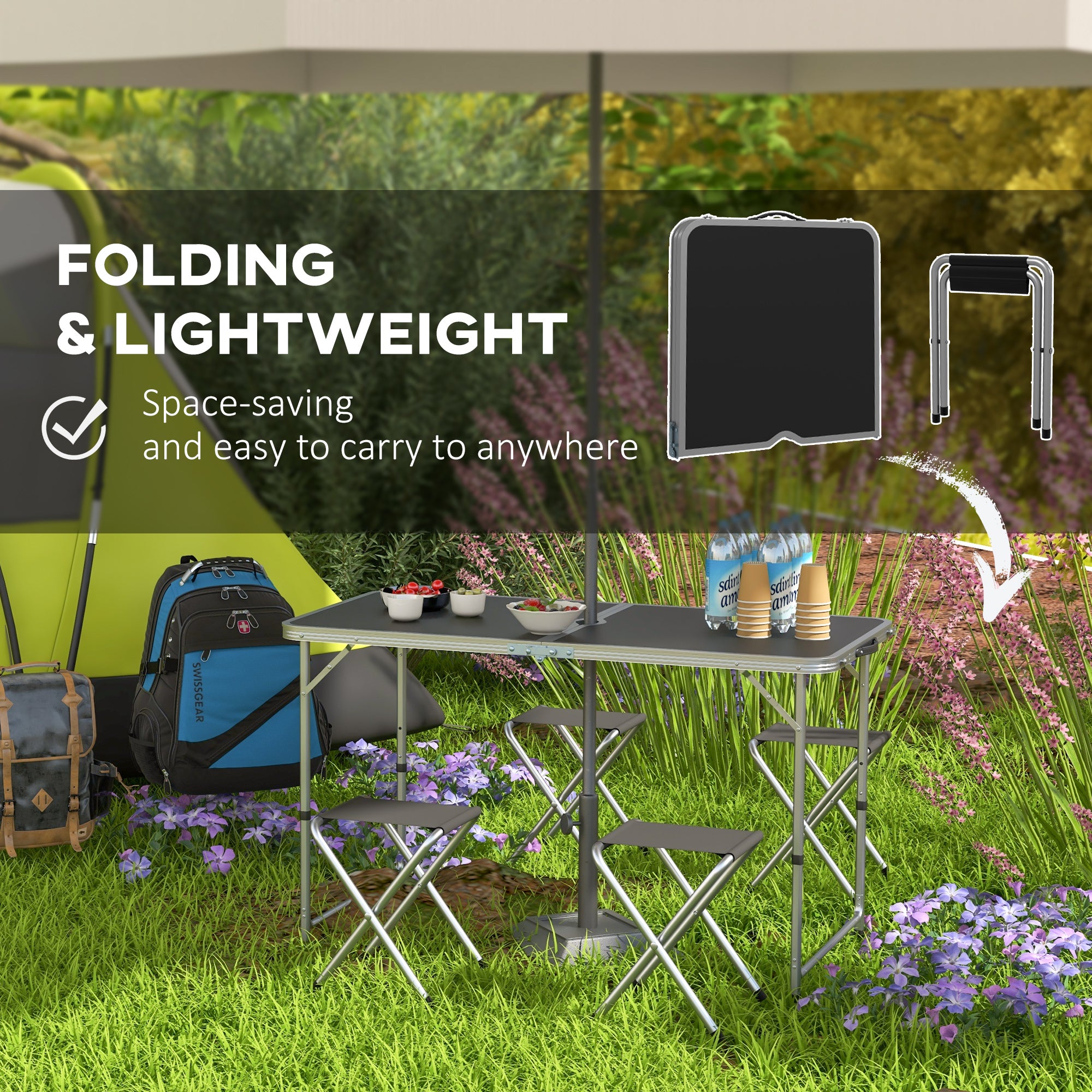 Outsunny Four-Person Foldable Aluminium Picnic Set - North Peak Garden Furniture