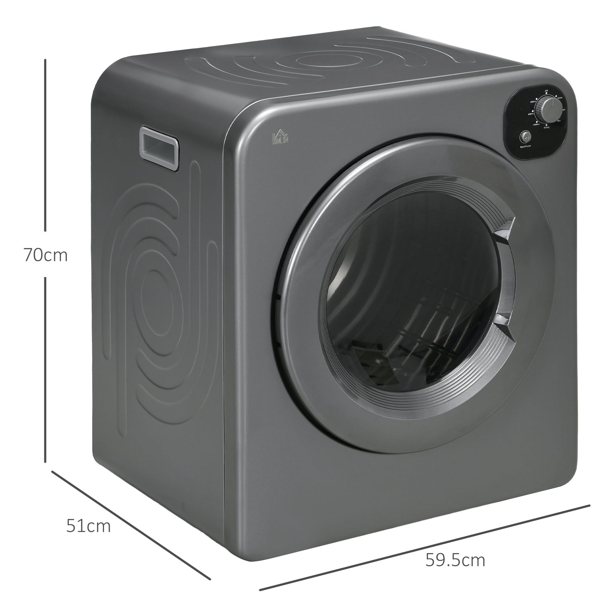 HOMCOM 6kg Vented Tumble Dryer, Freestanding, Wall Mounted, Stackable, Portable Dryer with 7 Programmers, Grey - North Peak Garden Furniture