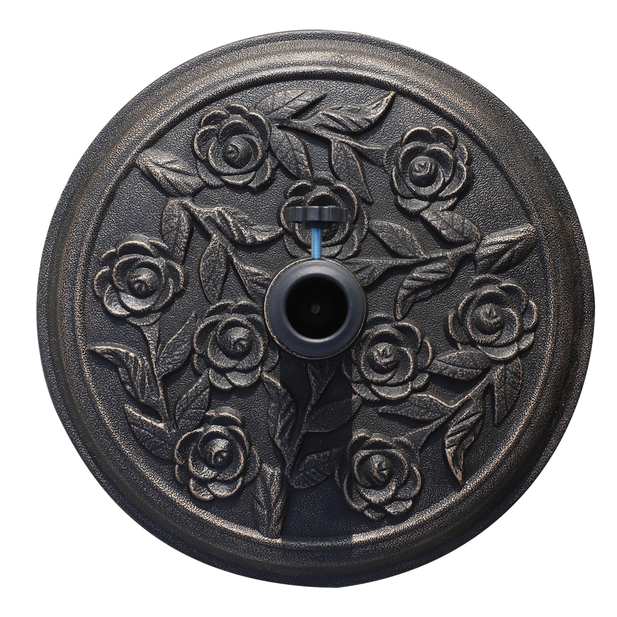 Outsunny 9kg Garden Parasol Base, Round Resin Sun Umbrella Base, Outdoor Umbrella Stand for 38mm or 48mm Outdoor Umbrella Poles, Bronze Tone - North Peak Garden Furniture
