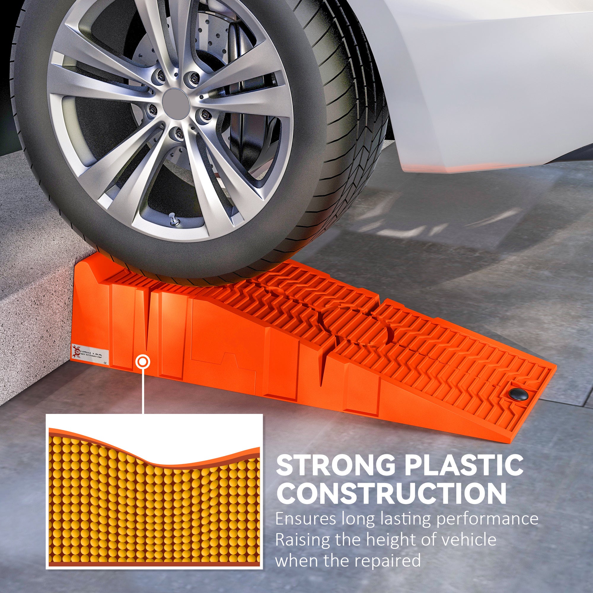 DURHAND 1 Pair Heavy Duty 5 Ton Plastic Garage Workshop Car Service Ramps Lifting Automotive Vehicle Portable, Orange - North Peak Garden Furniture