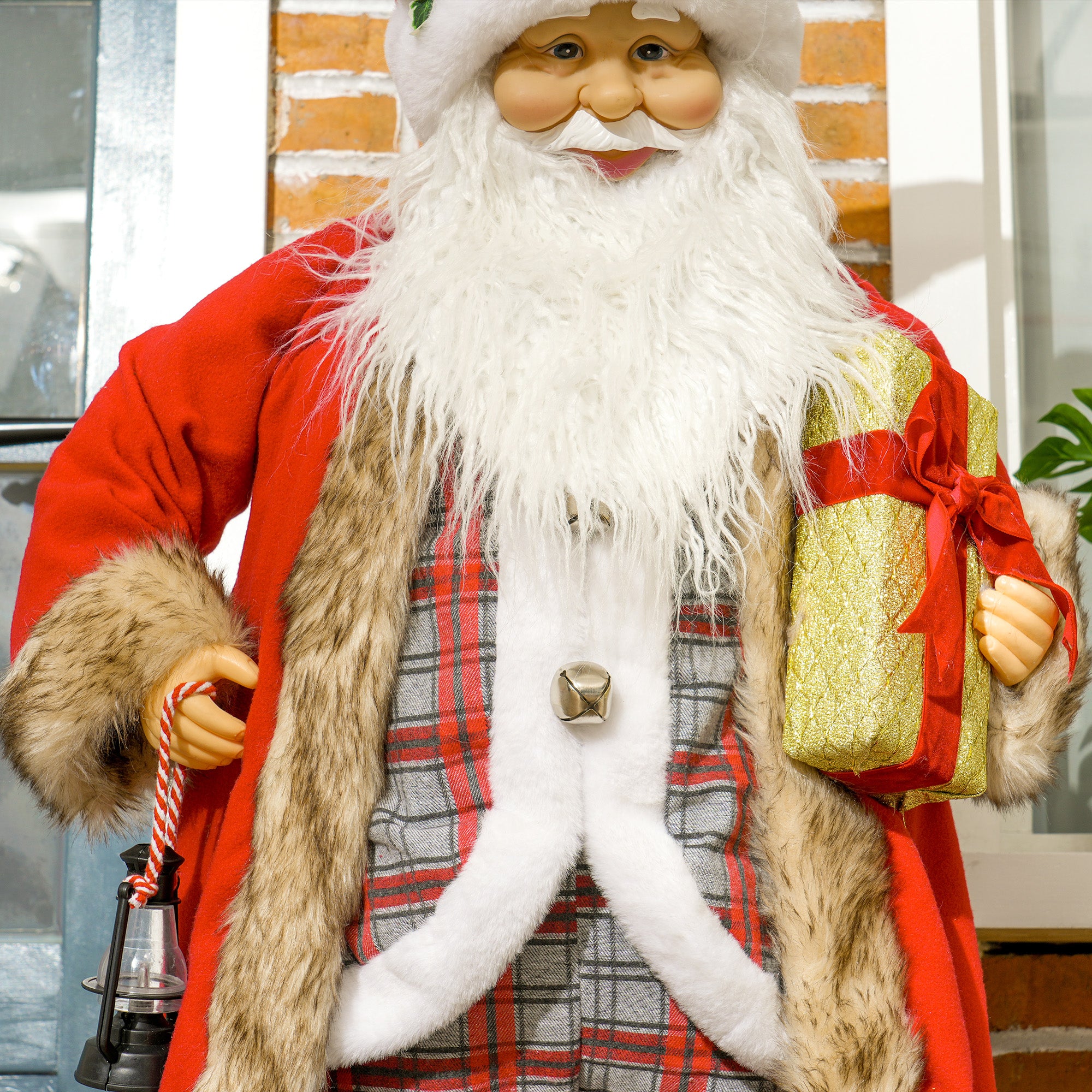 HOMCOM 4'6" Animated Santa Claus Figure, with Sound - Red