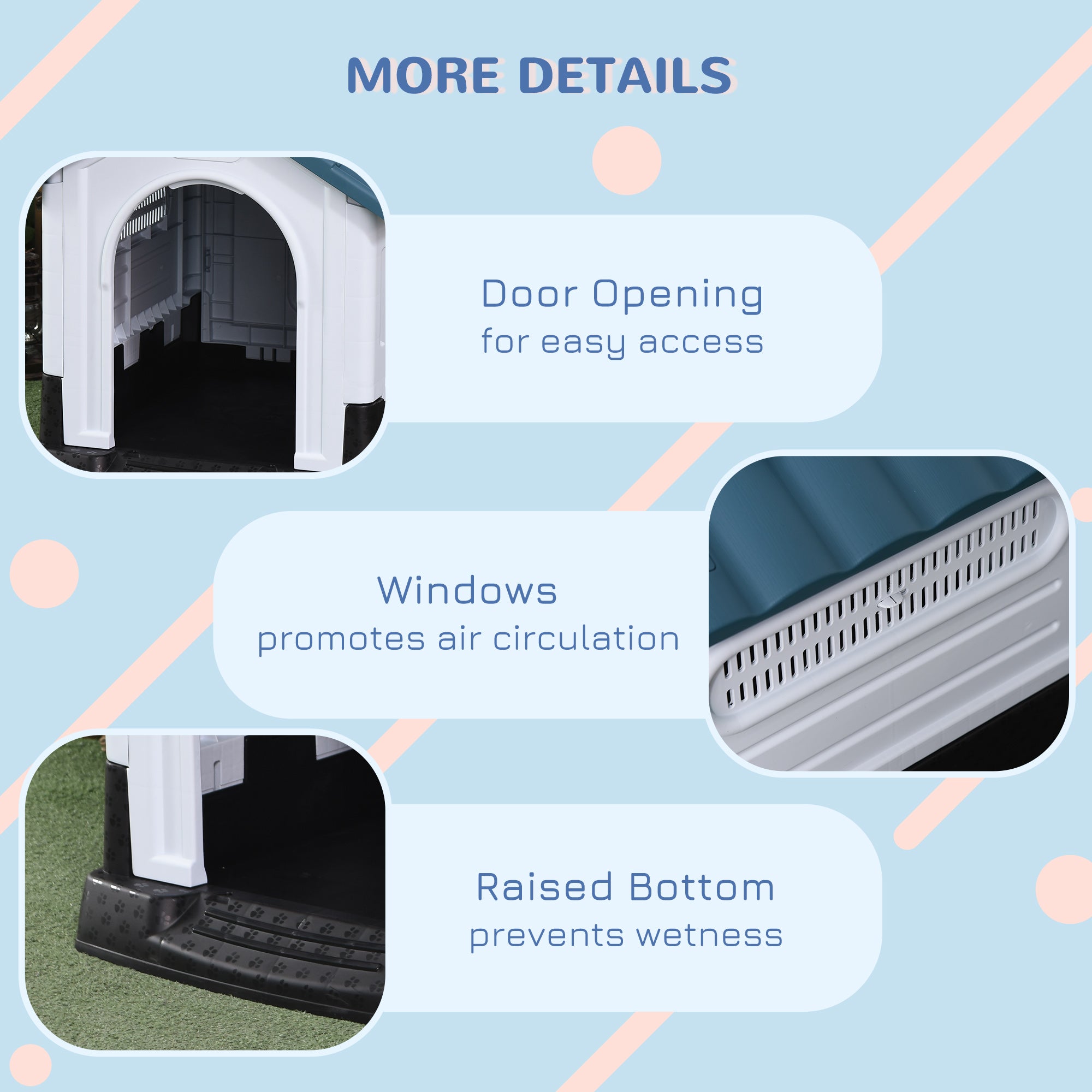 PawHut Outside Dog Kennel House, for Miniature Dogs, 64.5 x 57 x 66cm - North Peak Garden Furniture