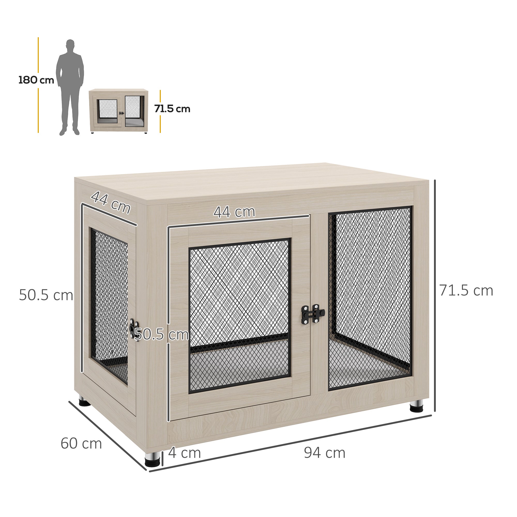 PawHut 2-in-1 Dog Cage & Side Table, with Two Doors, Cushion, for Large Dogs - North Peak Garden Furniture