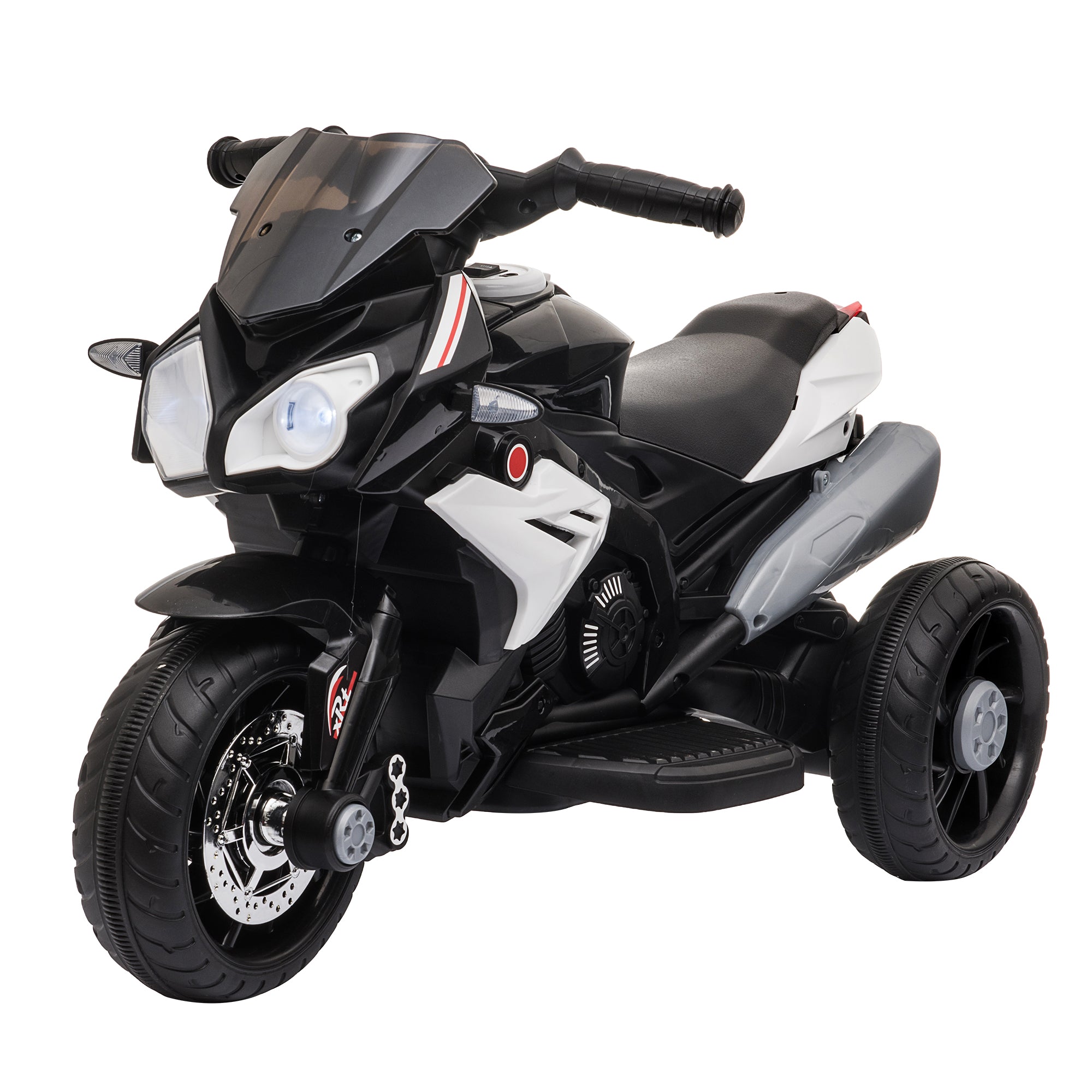 HOMCOM Kids 6V Electric Ride On Motorcycle Electric Motorbike w/ Lights Music Horn 3 Wheel Outdoor Play Toy for 3-5 Years Black - North Peak Garden Furniture