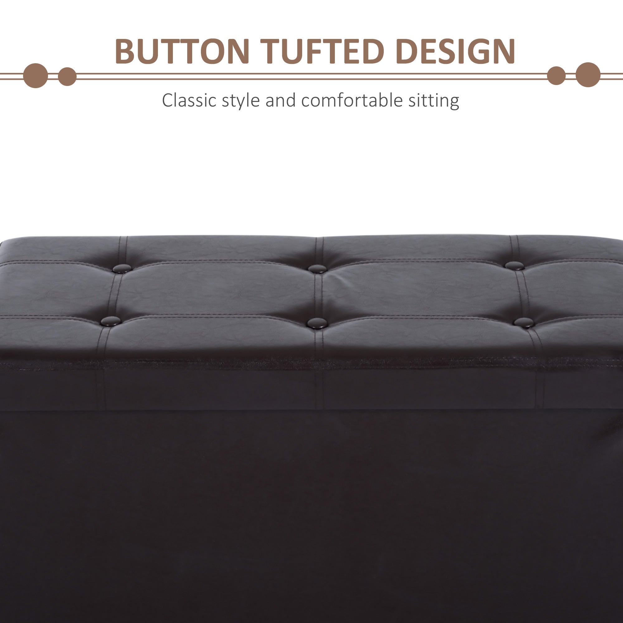 HOMCOM Folding Faux Leather Storage Cube Ottoman Bench Seat PU Rectangular Footrest Stool Box (Brown) - North Peak Garden Furniture