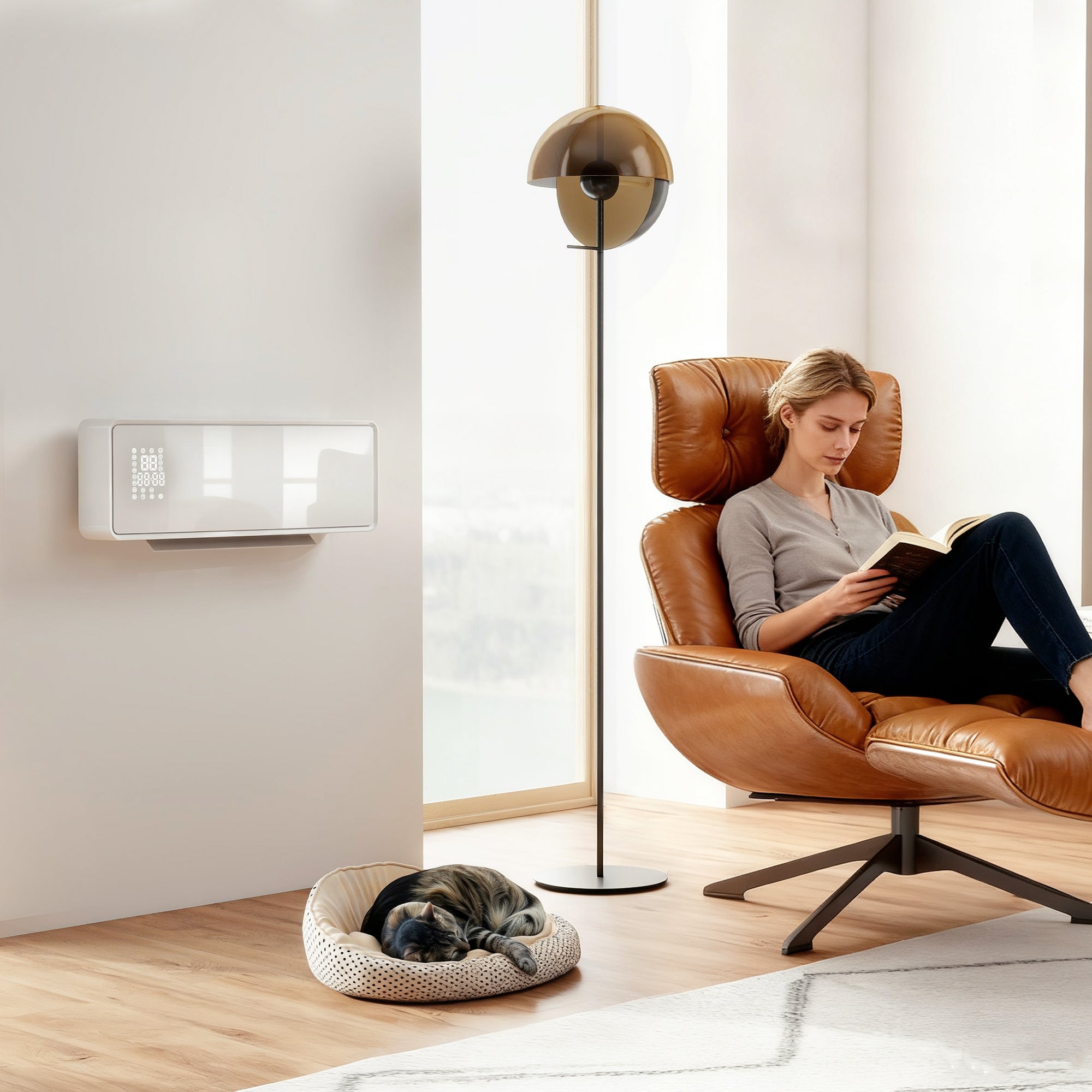 HOMCOM 2000W Ceramic Electric Heater with Fan, Adjustable Thermostat, Wall Mounted - White