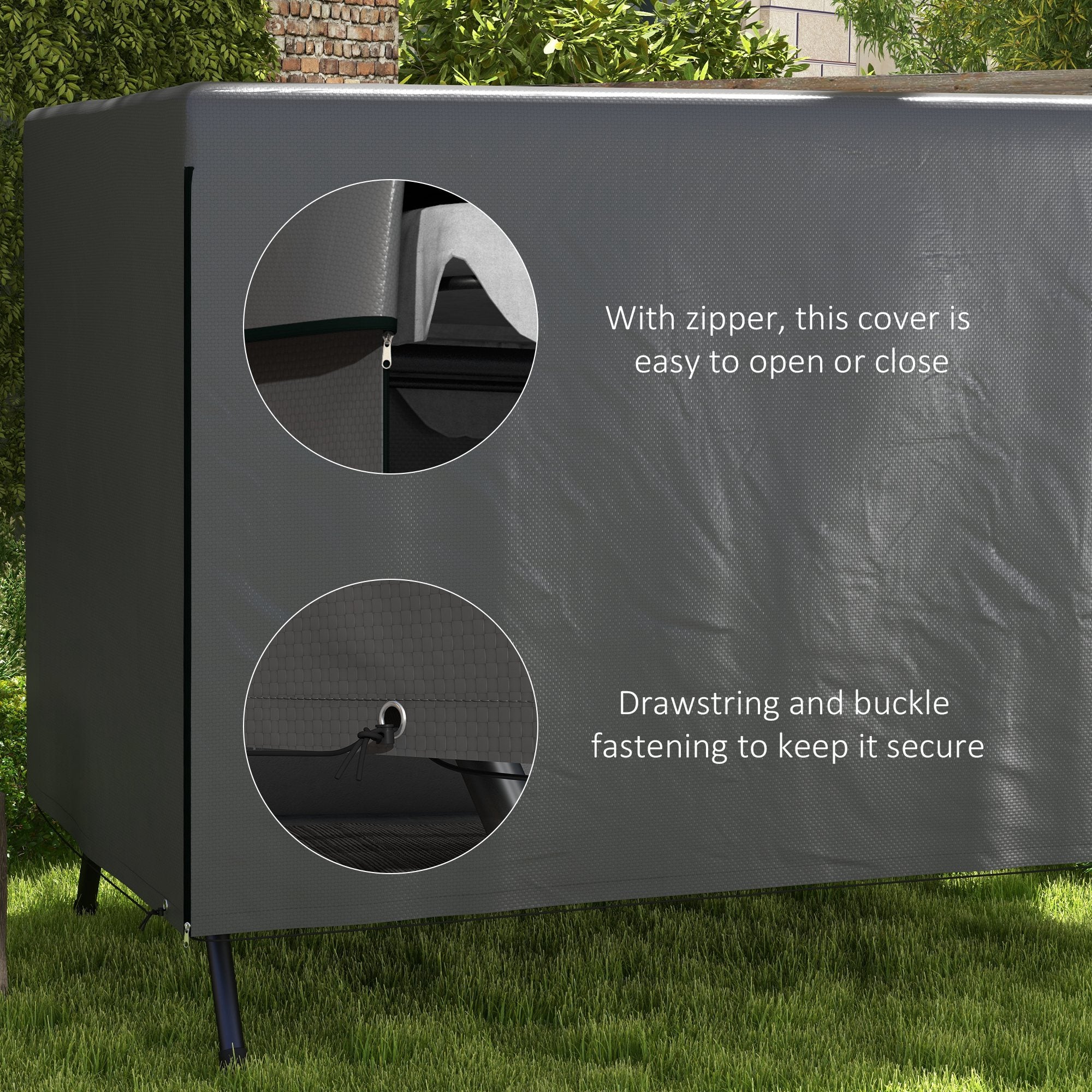 Outsunny Patio 3 Seater Swing Chair Bench Cover Outdoor Garden Furniture Rain Protection Cover Protector Waterproof Anti-UV, 215L x 155W x 150Hcm, Dark Grey - North Peak Garden Furniture