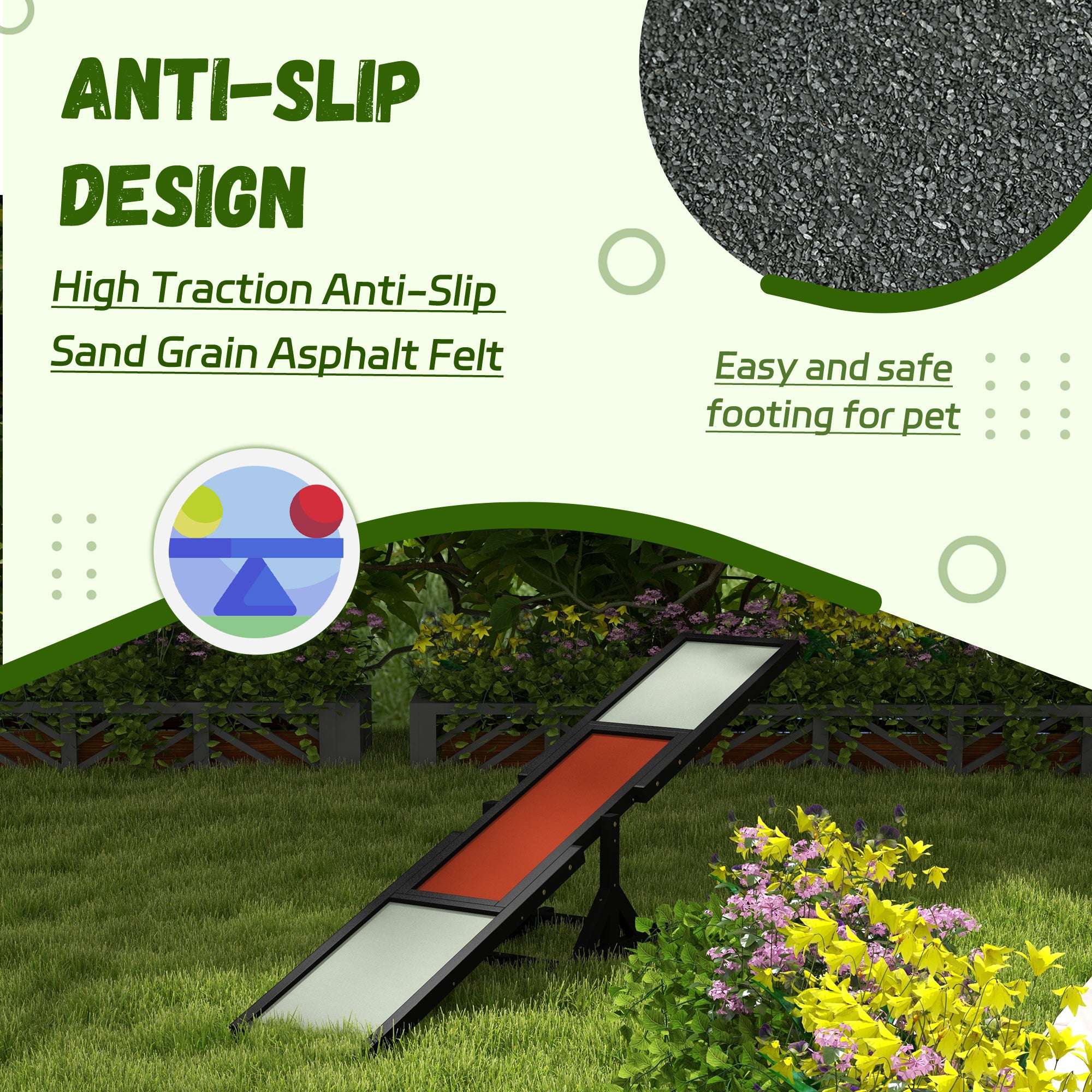 PawHut Wooden Pet Seesaw for Big Dogs, Dog Agility Equipment with Anti-Slip Surface - Black - North Peak Garden Furniture