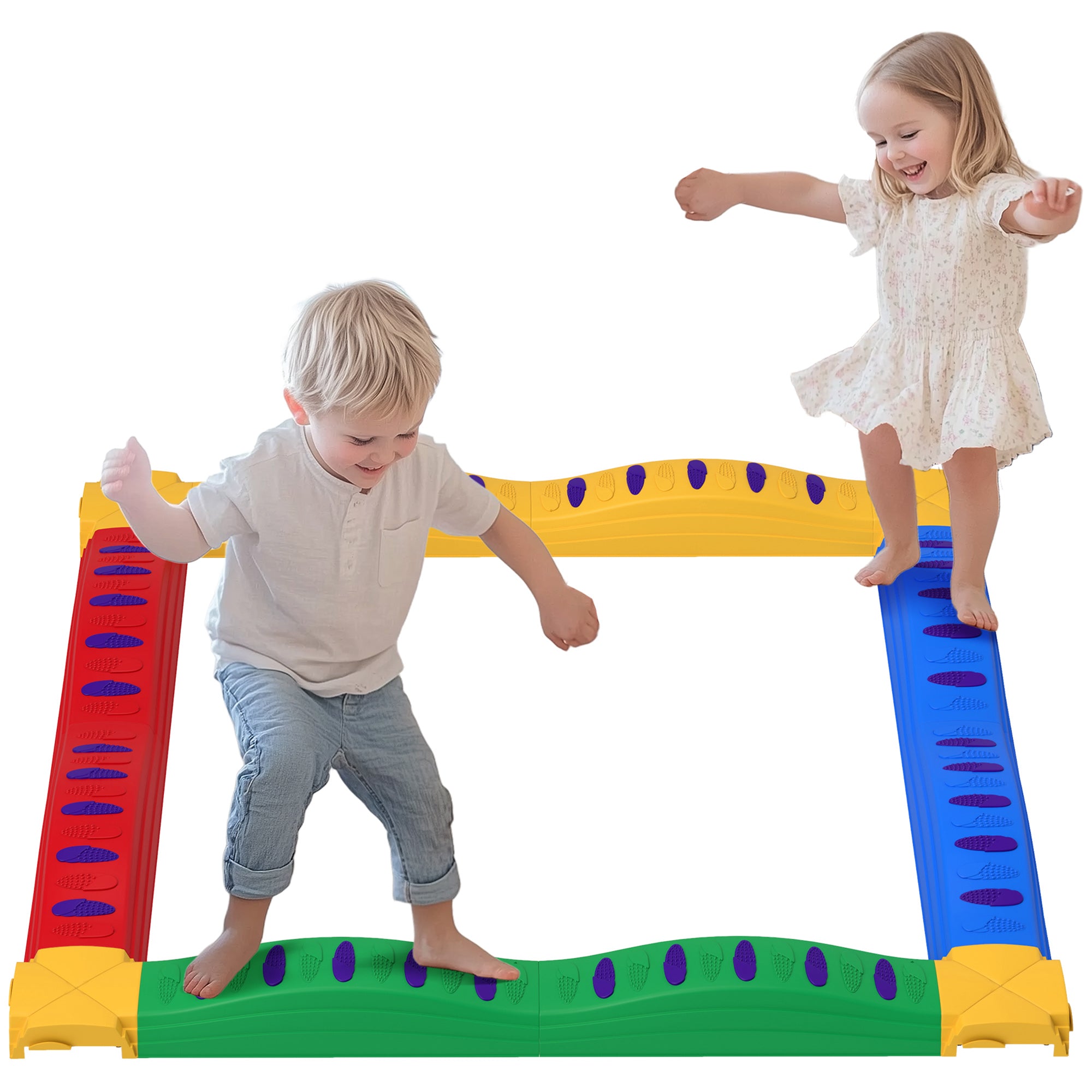 AIYAPLAY 12PCs Kids Balance Beam Stepping Stones w/ Non-Slip Foot Pads - North Peak Garden Furniture