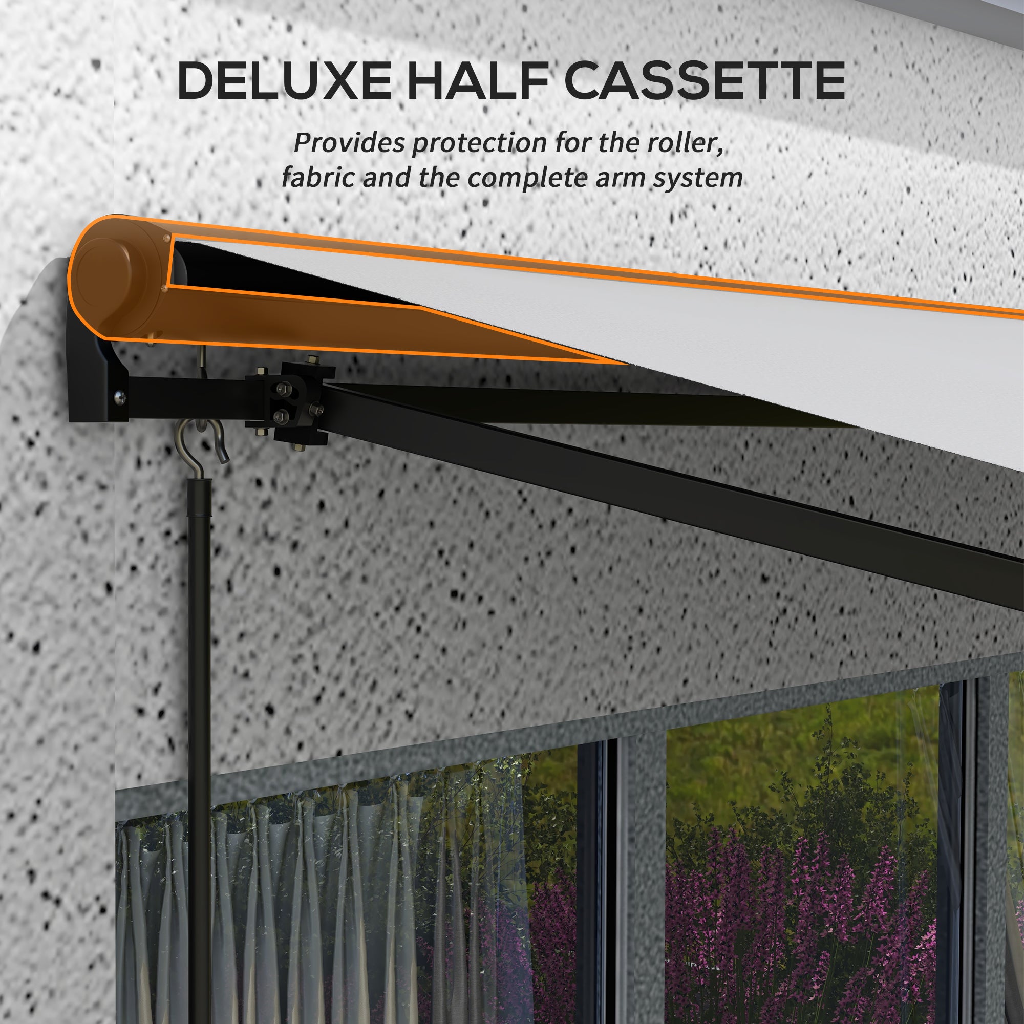 Outsunny 3 x 2m Aluminium Frame Electric Awning, with Remote - Grey/White - North Peak Garden Furniture