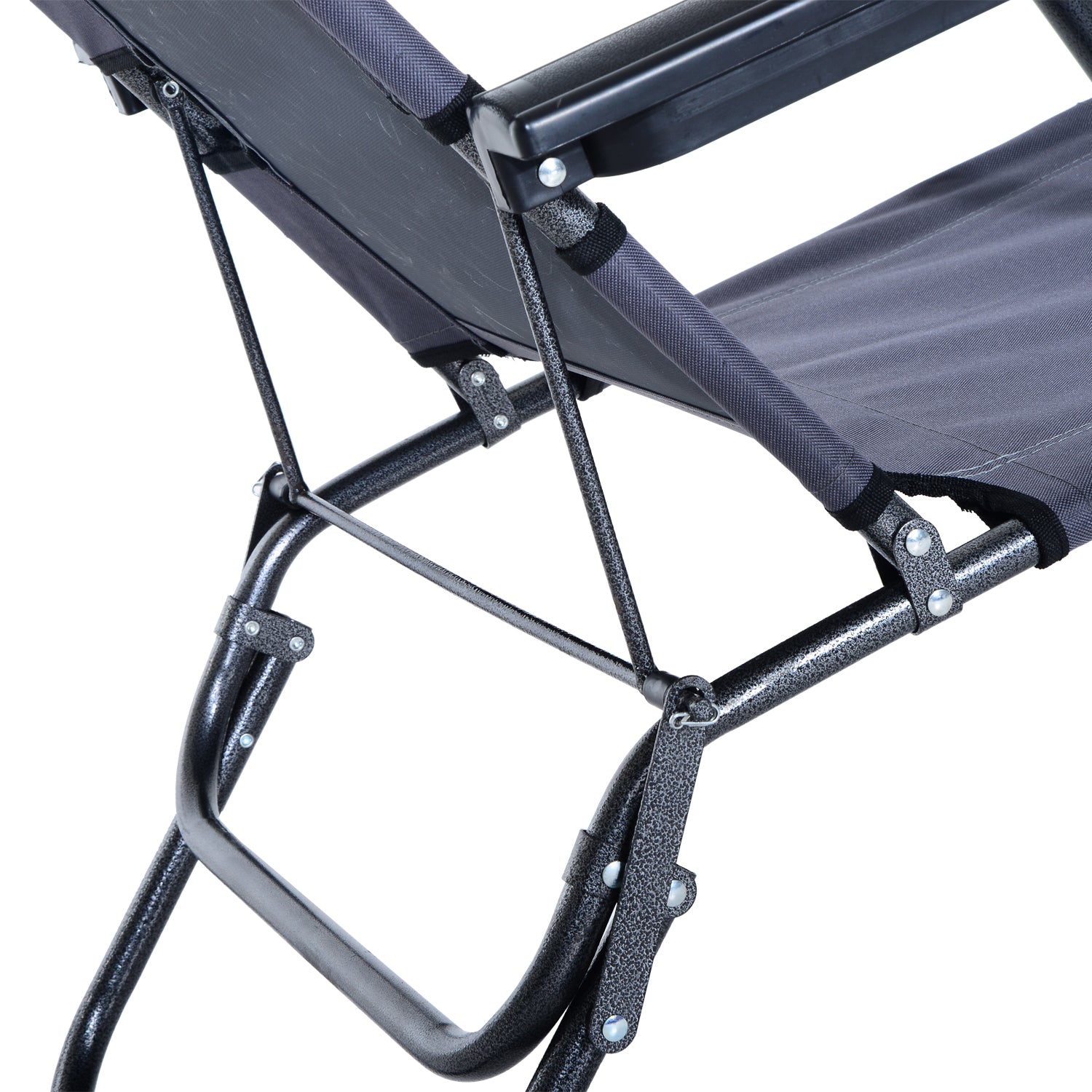 Outsunny 2 in 1 Sun Lounger Folding Reclining Chair Garden Outdoor Camping Adjustable Back with Pillow Grey