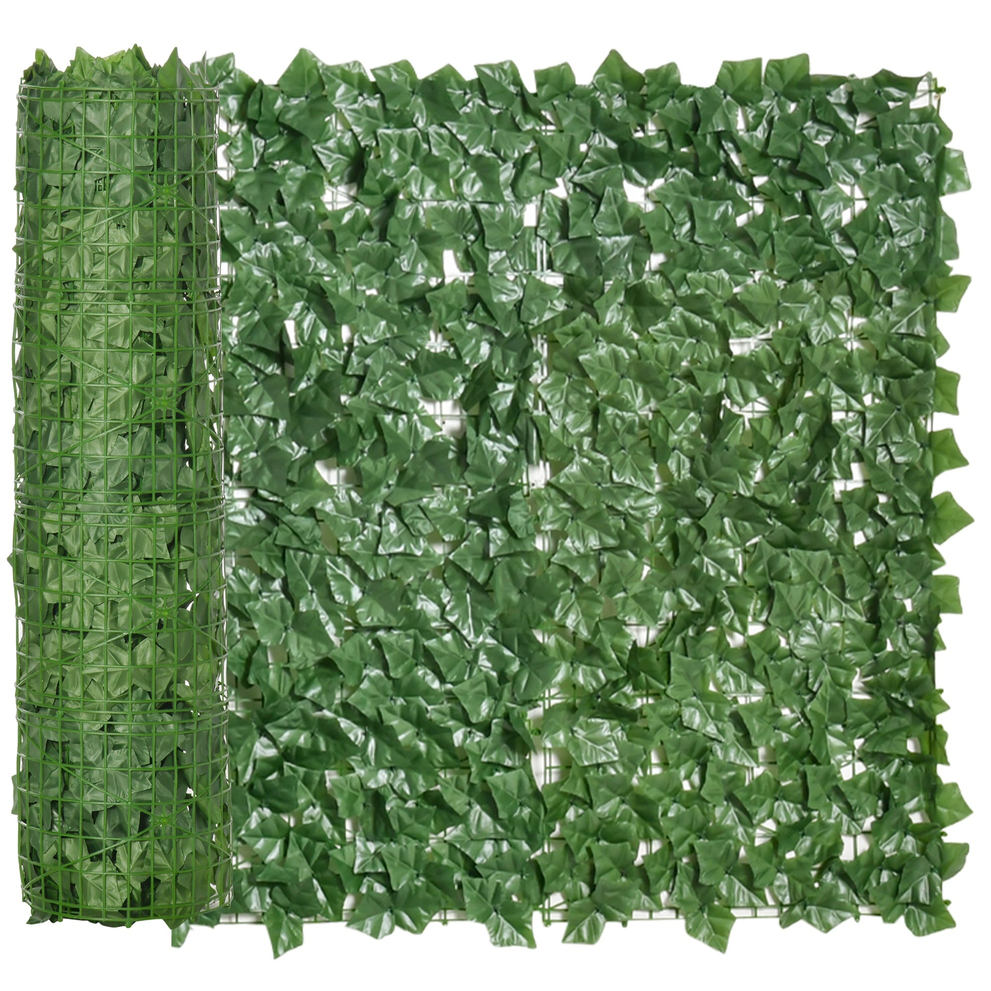 Outsunny Artificial Hedge Screen: Leafy Design for Garden Outdoor Indoor Décor, 3M x 1M, Deep Green