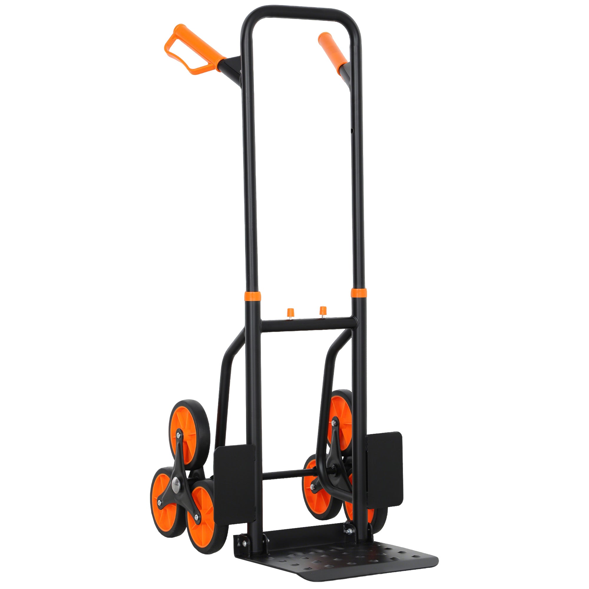 DURHAND Steel Climbing Stairs Trolley Hand Trucks 6-Wheels Foldable Load Cart 120kg, Orange - North Peak Garden Furniture