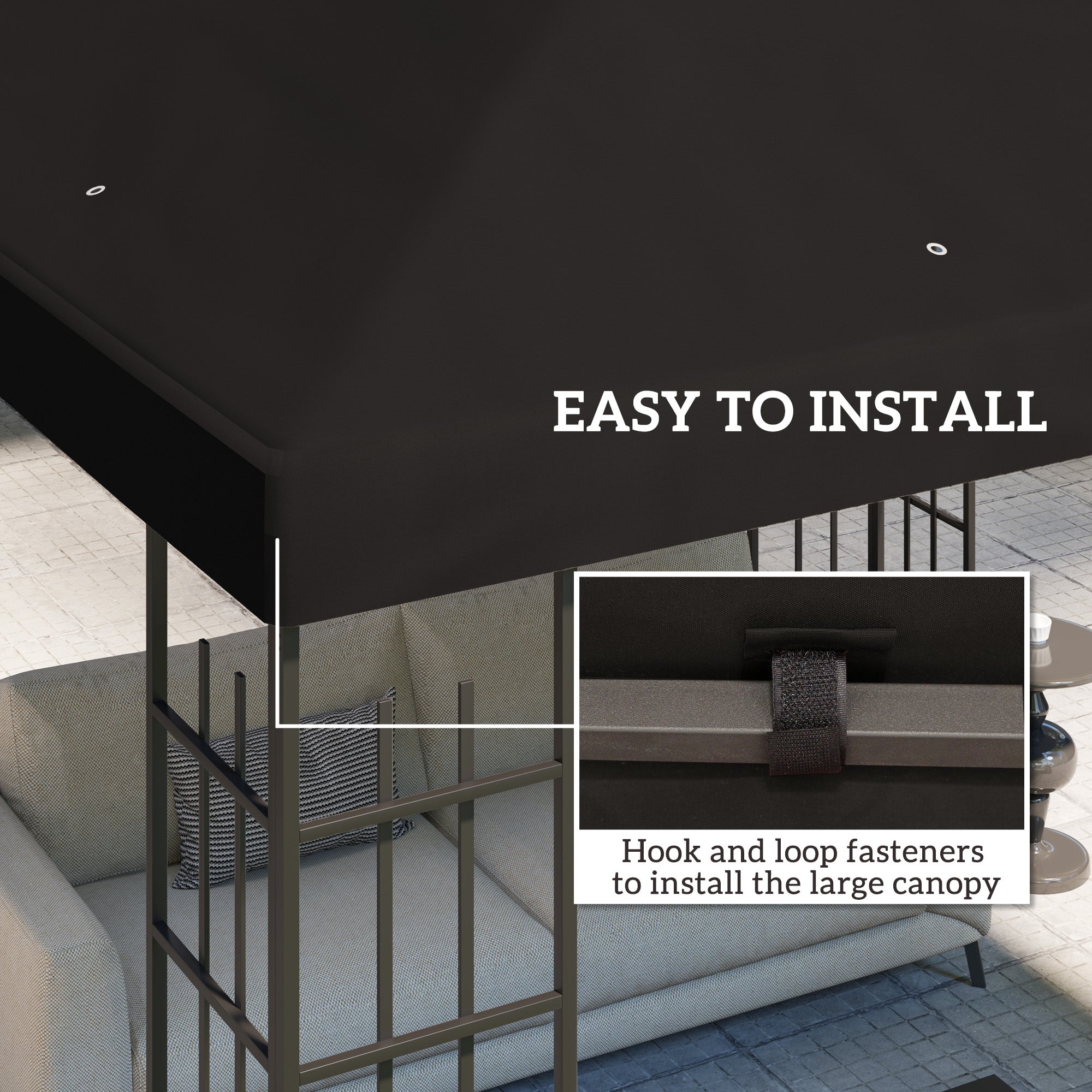 Outsunny 3 x 3(m) Gazebo Frame Replacement - Black - North Peak Garden Furniture