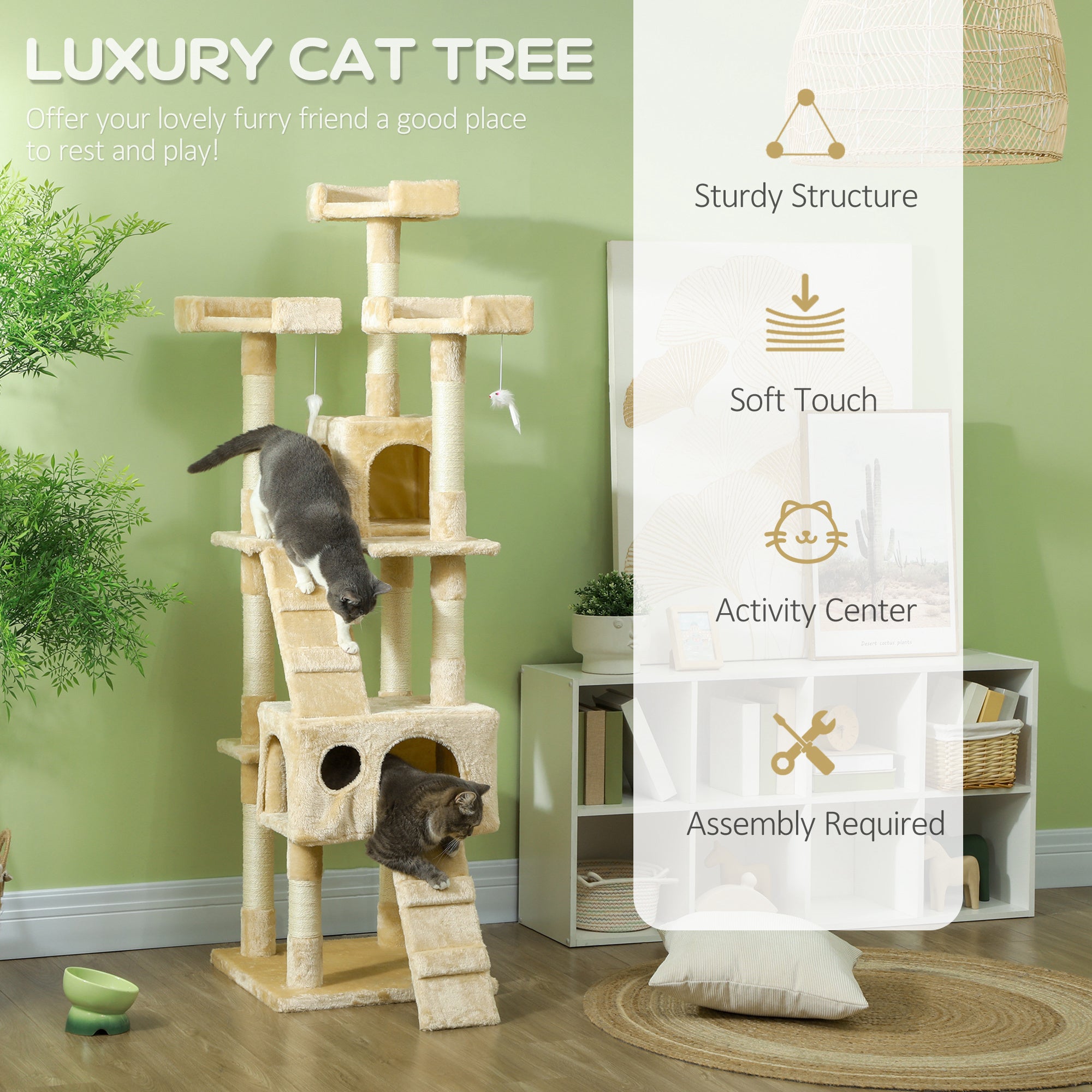PawHut Cat Tree Scratching House, Activity Play Centre - North Peak Garden Furniture