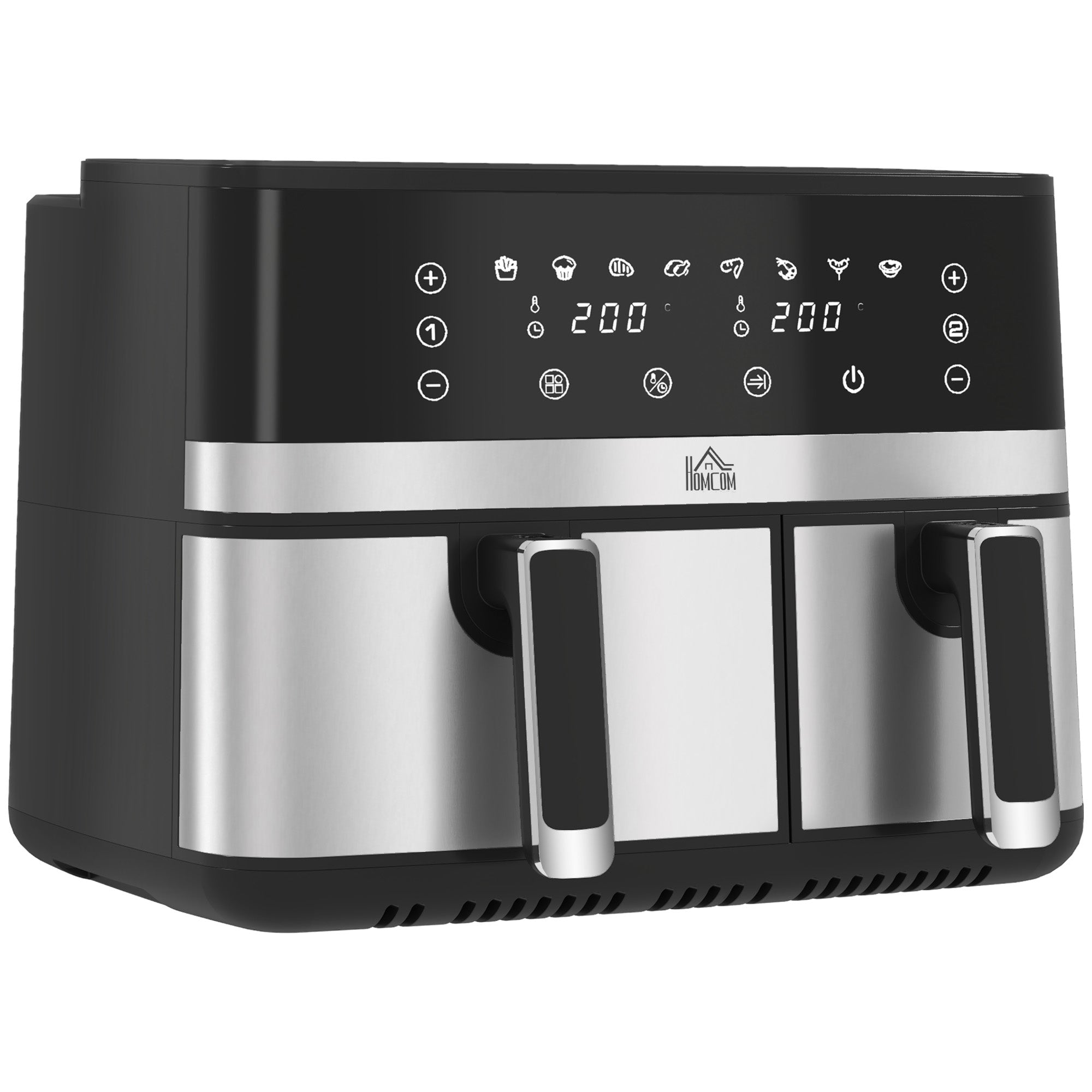 HOMCOM 8.5L Dual Basket Air Fryer, with Sync and Multi-Menu Cooking - North Peak Garden Furniture
