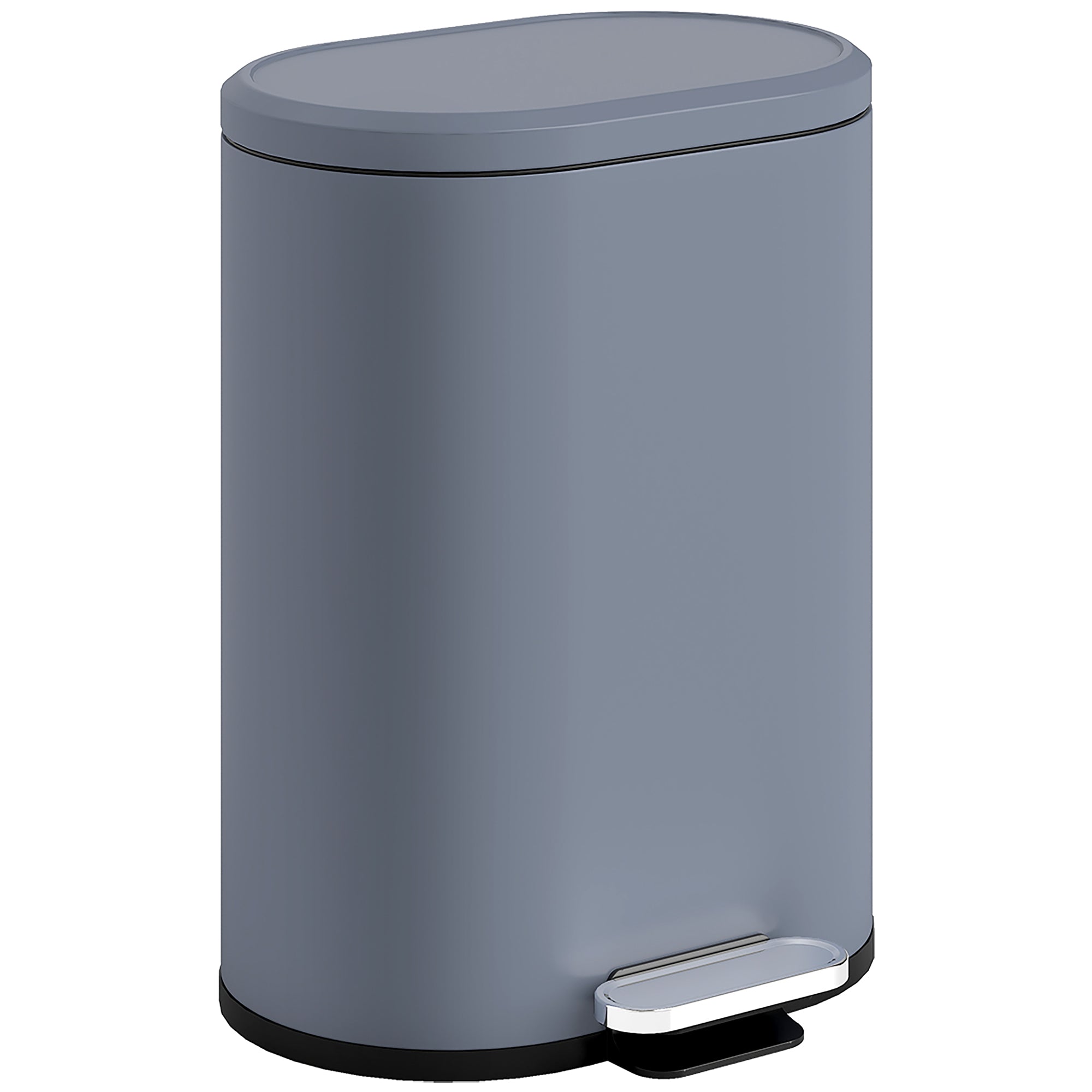 HOMCOM 30L Kitchen Bin with 90° Stay-Open Lid, Slim Rectangular Pedal Bin with Soft-Close Lid, Removable Inner Bucket for Home Office, Fingerprint-Resistant, Grey