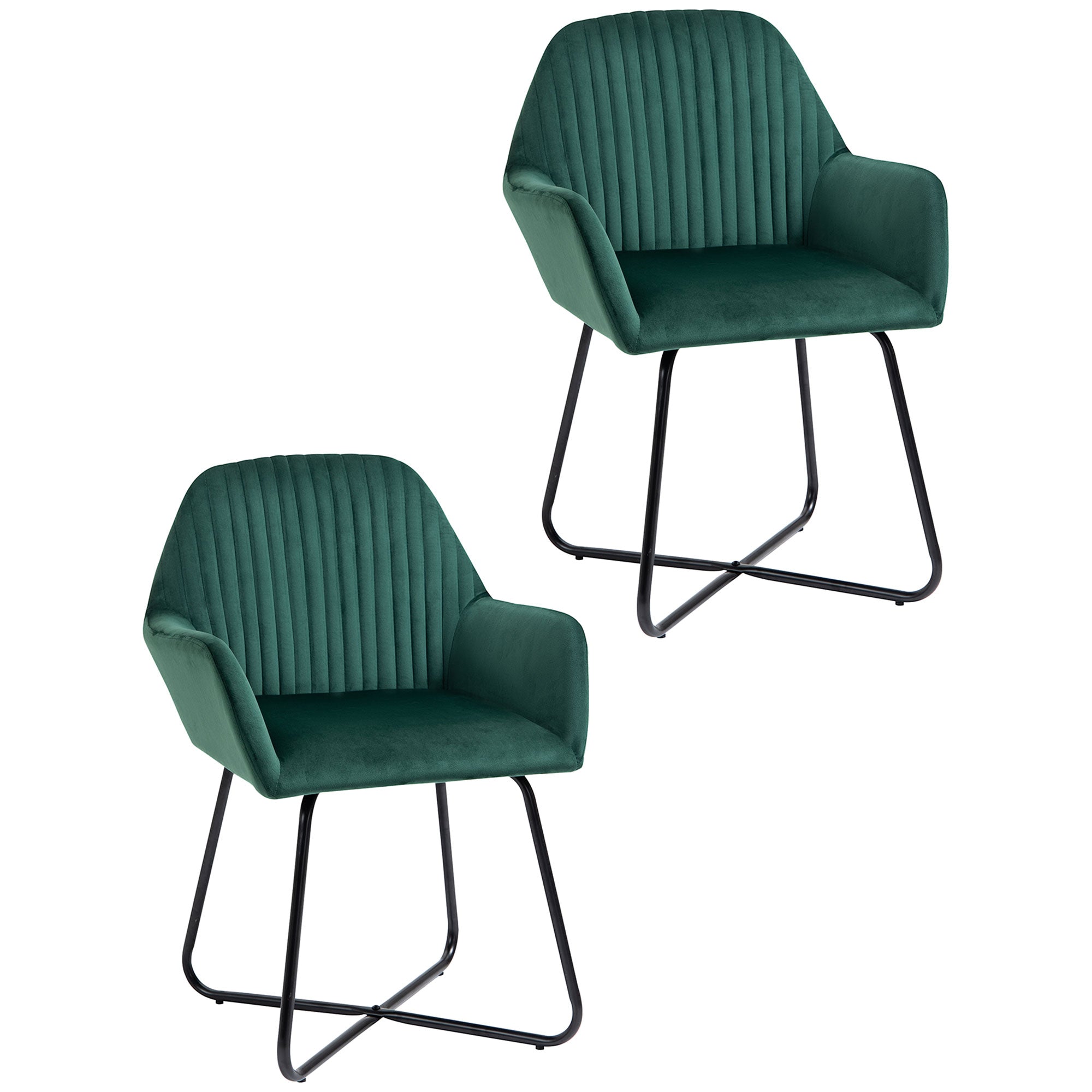 HOMCOM Velvet-Feel Plisse Back Accent Chair - Green - North Peak Garden Furniture