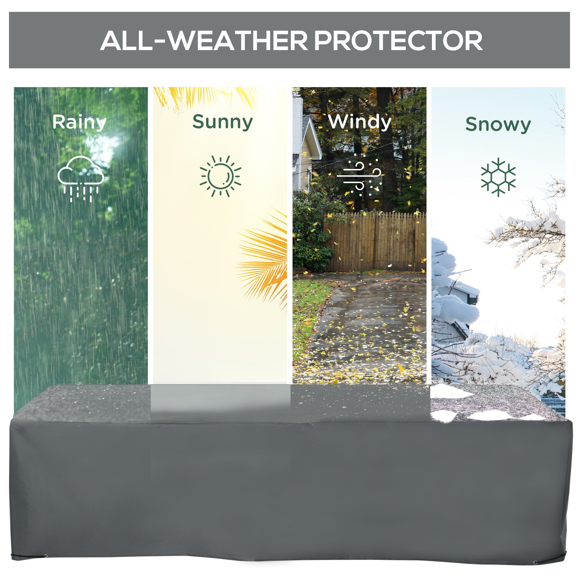 Outsunny 200x73cm Outdoor Garden Rattan Furniture Protective Cover Water UV Resistant Grey - North Peak Garden Furniture