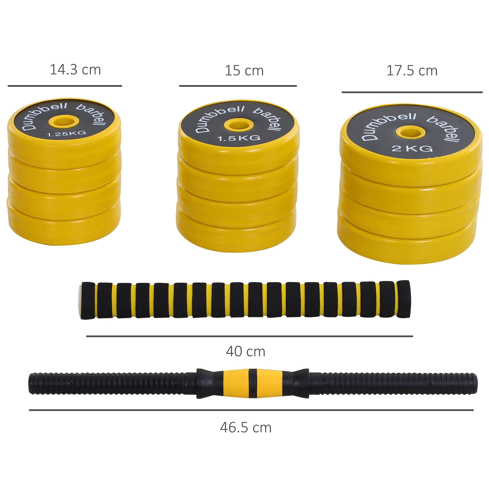 HOMCOM 20KG Dumbbell & Barbell Adjustable Set Plate Bar Clamp Rod Home Gym Sports Area Exercise Ergonomic - North Peak Garden Furniture