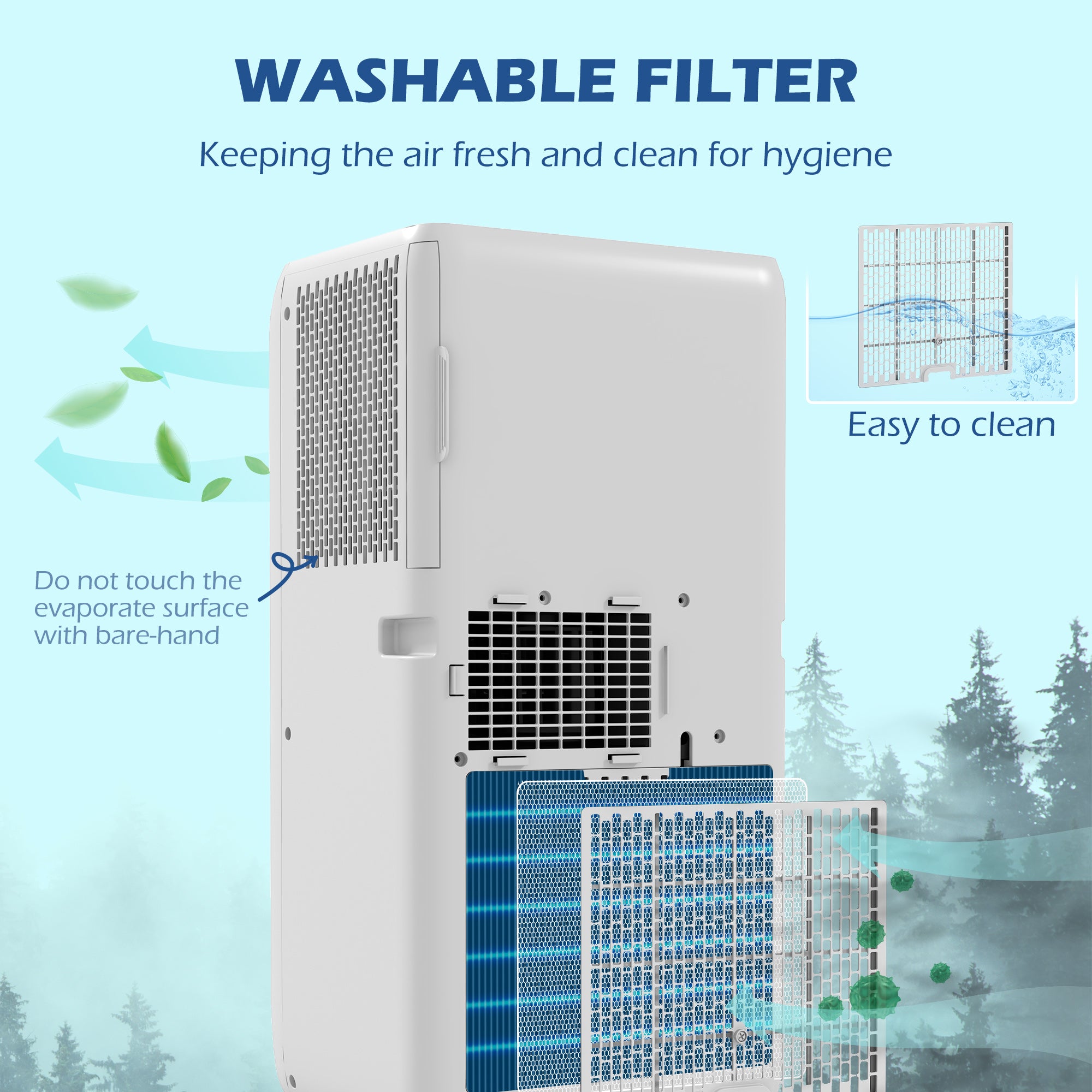 HOMCOM 7,000 BTU Mobile Air Conditioner for Room up to 26m², with Dehumidifier, 24H Timer, Wheels, Window Mount Kit