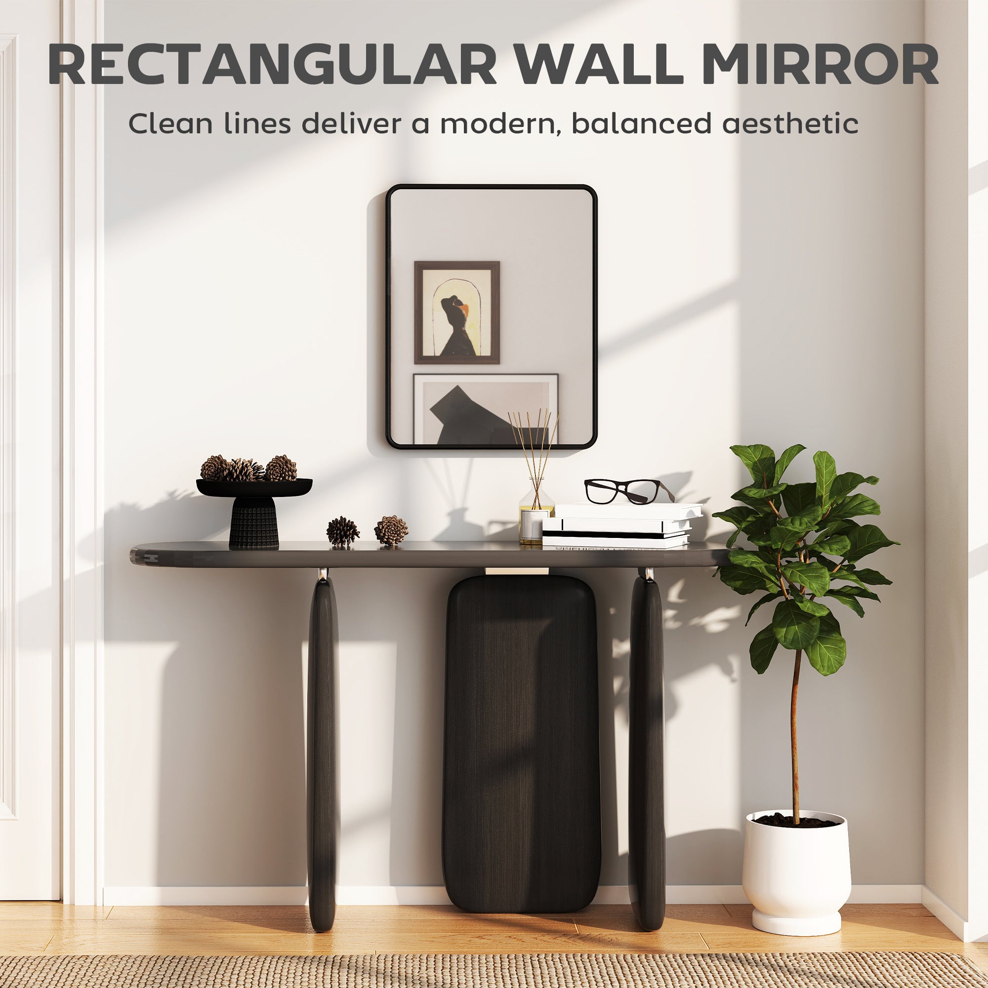 HOMCOM Rectangular Wall Mirror with HD Glass - Black