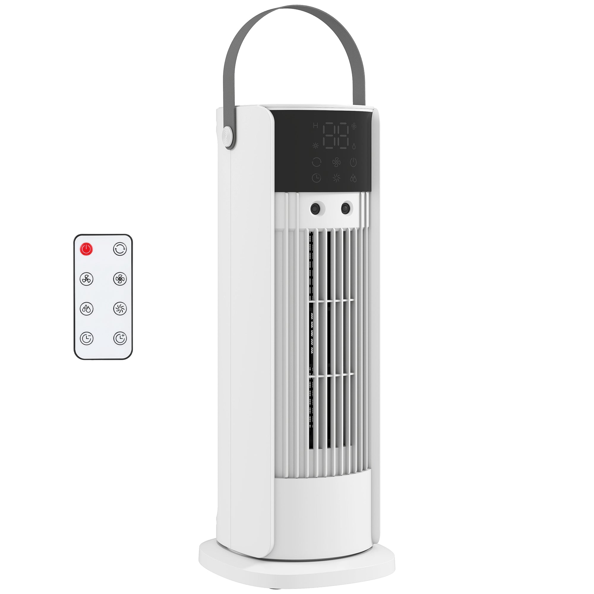 HOMCOM Tower Fan for Bedroom, 16 Inch Mist Desktop Fan with DC Motor, 3 Speeds, 90° Oscillation, 10H Timer, for Home Office
