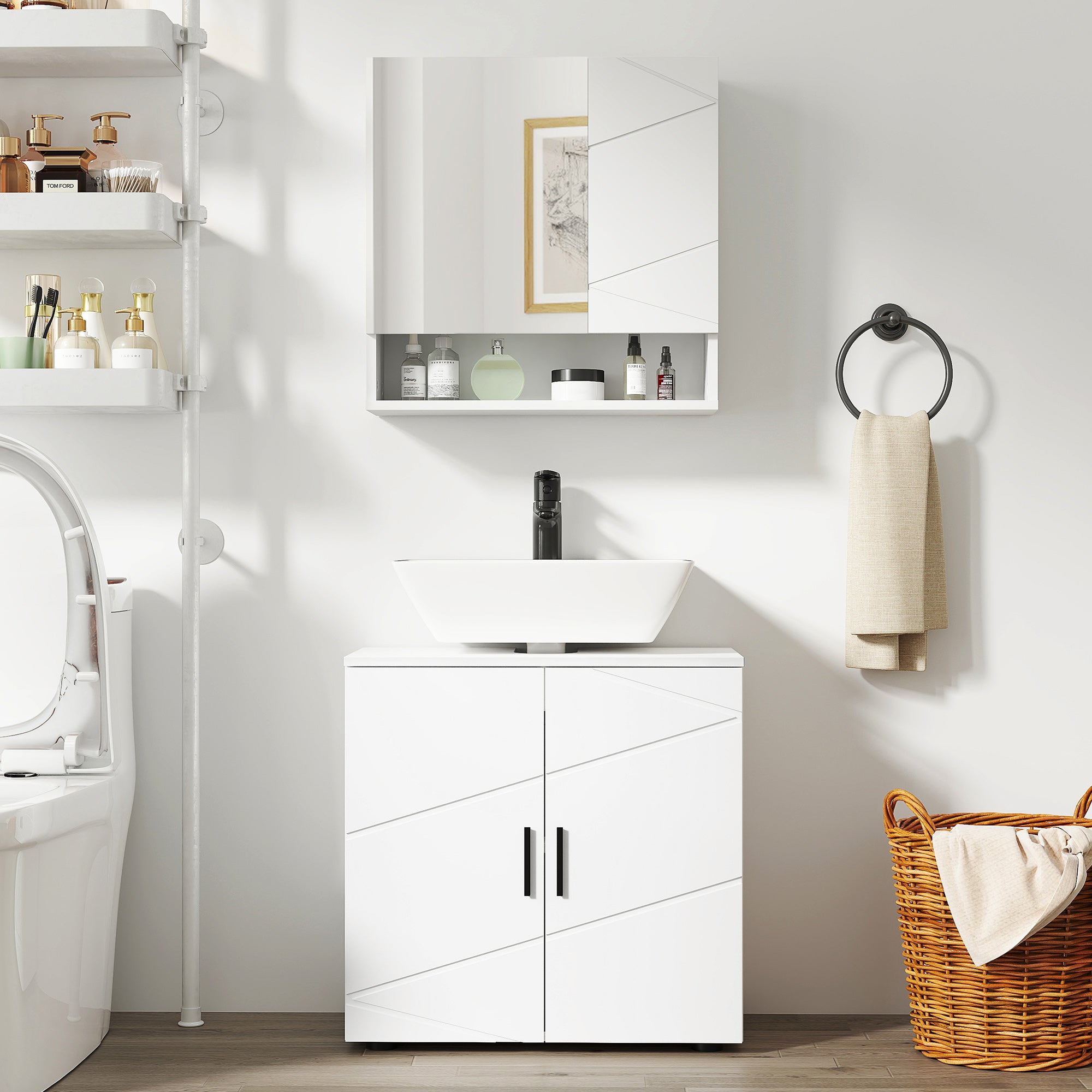 kleankin Wall Mounted Bathroom Storage Cupboard - White - North Peak Garden Furniture
