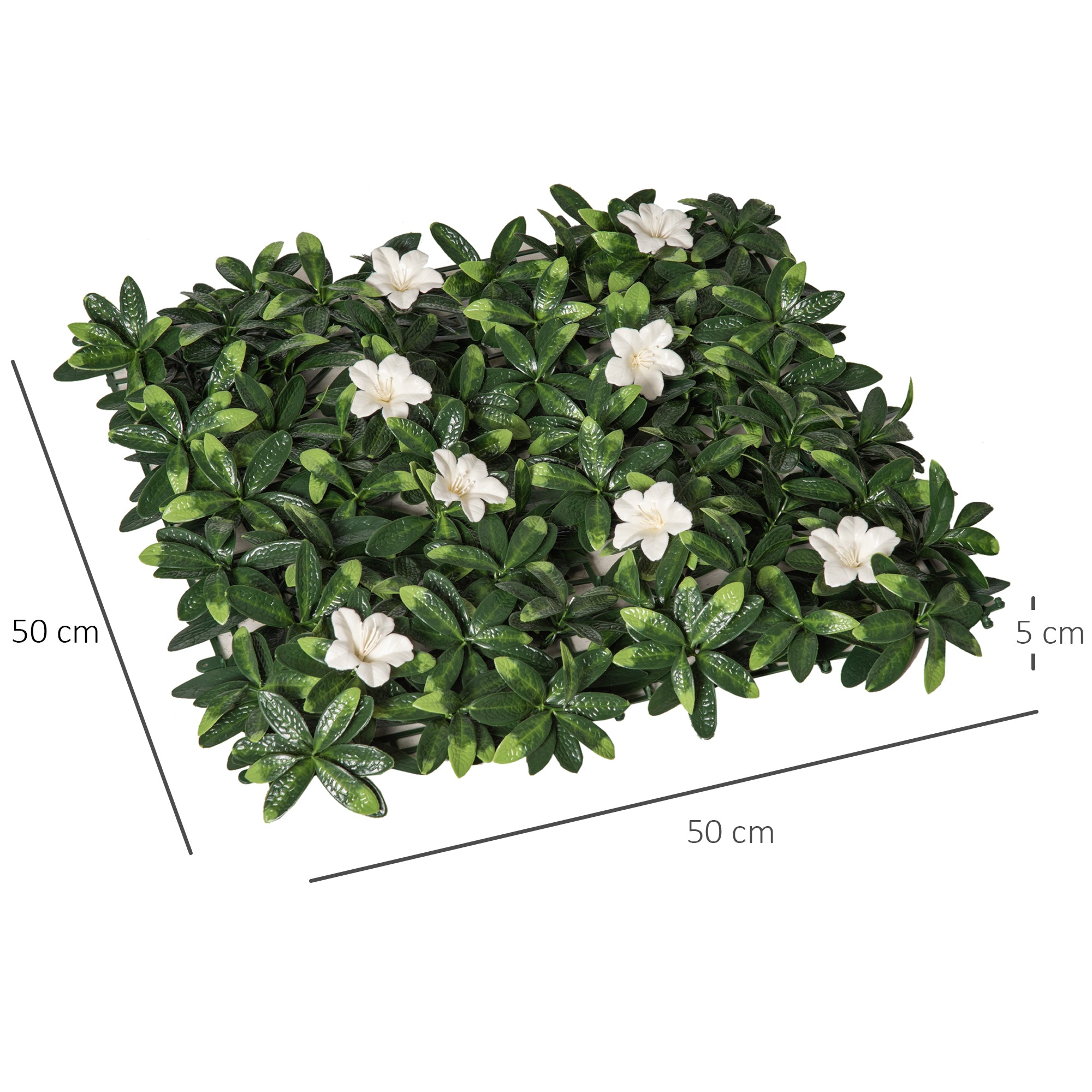 Outsunny 12PCS Artificial Boxwood Wall Panels 50cm x 50cm Rhododendron Privacy Fence Screen Faux Hedge Greenery Backdrop for Home Garden Backyard Balcony - North Peak Garden Furniture