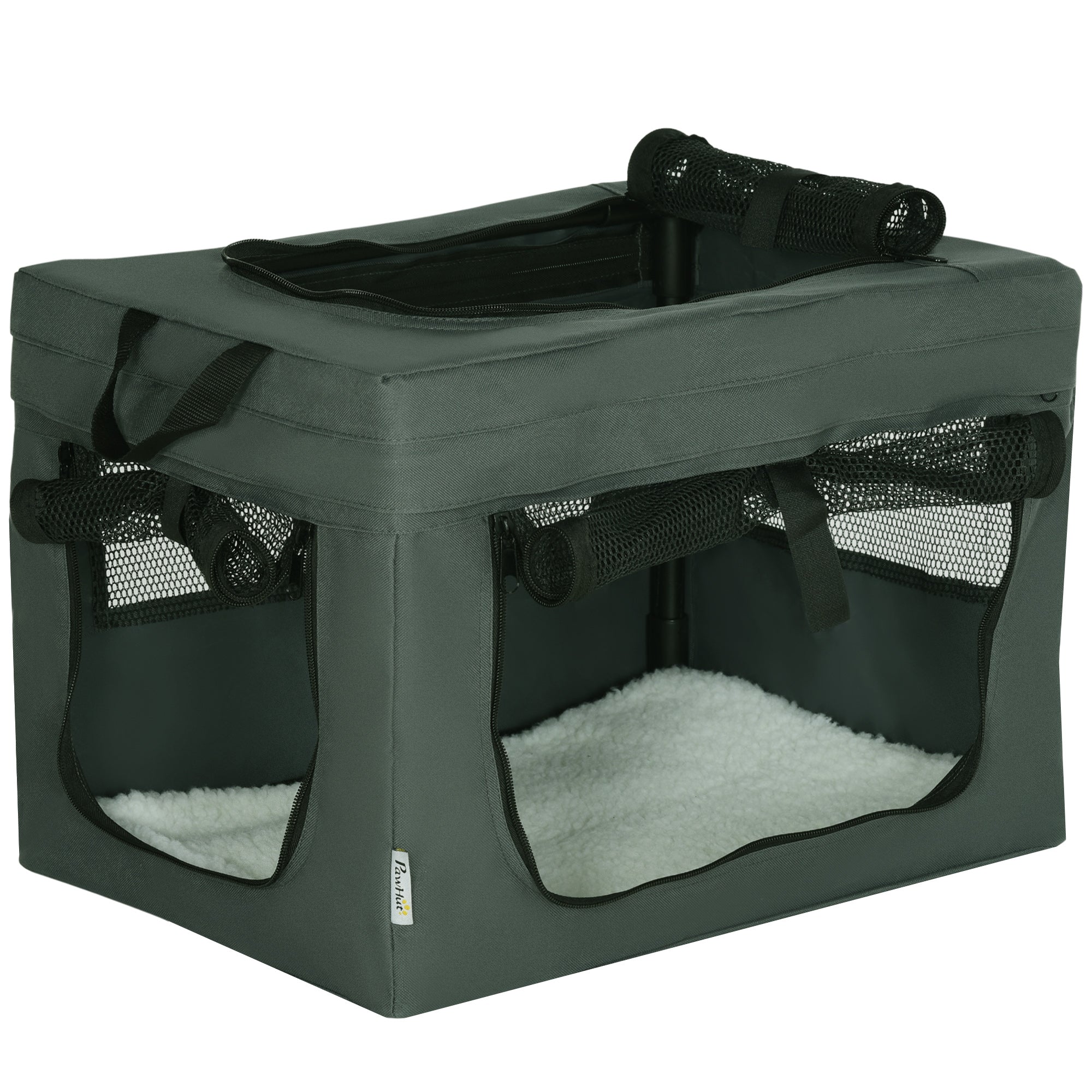 PawHut 48.5cm Pet Carrier, with Cushion, for Miniature Dogs - Grey - North Peak Garden Furniture