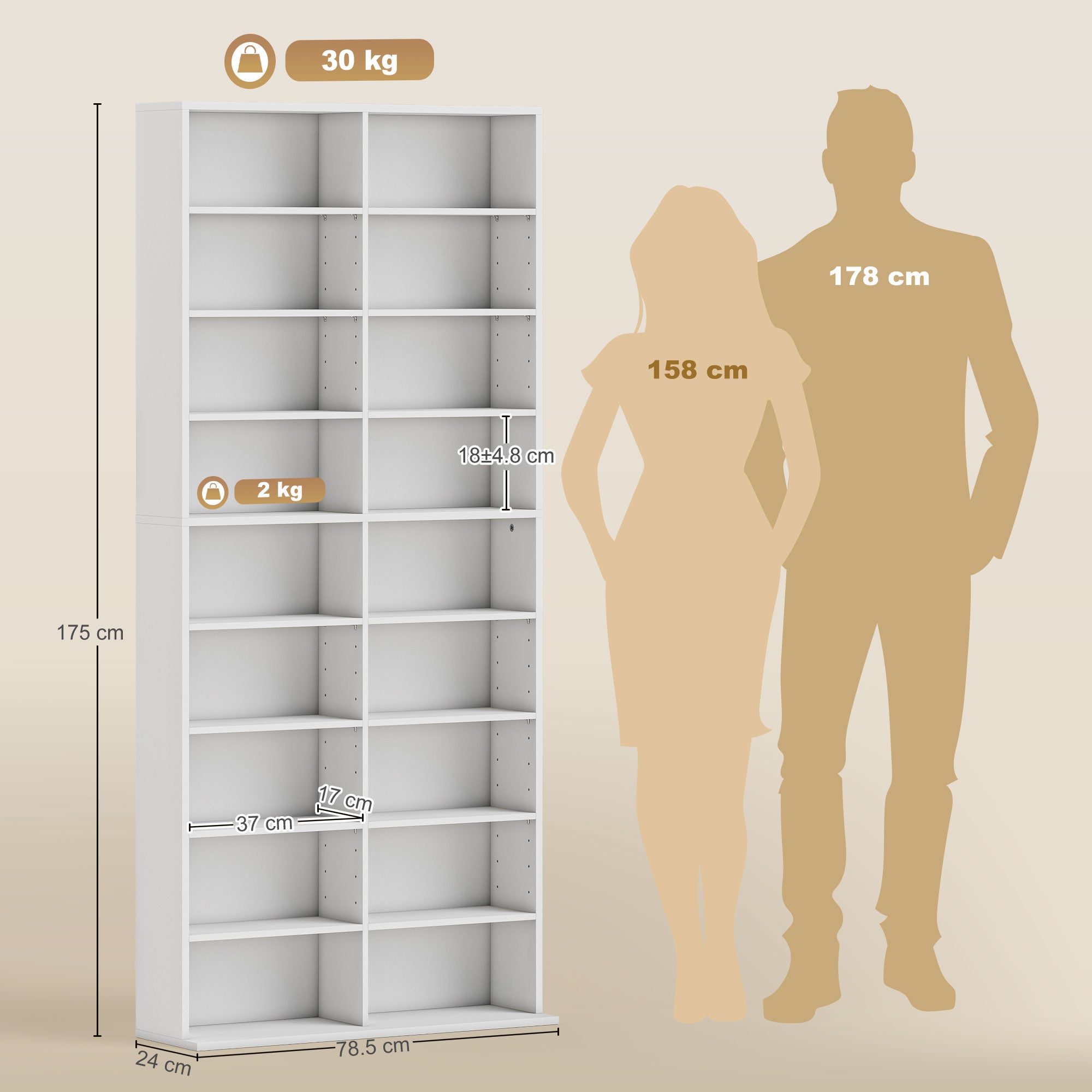 HOMCOM 640 CD Storage Tower - White